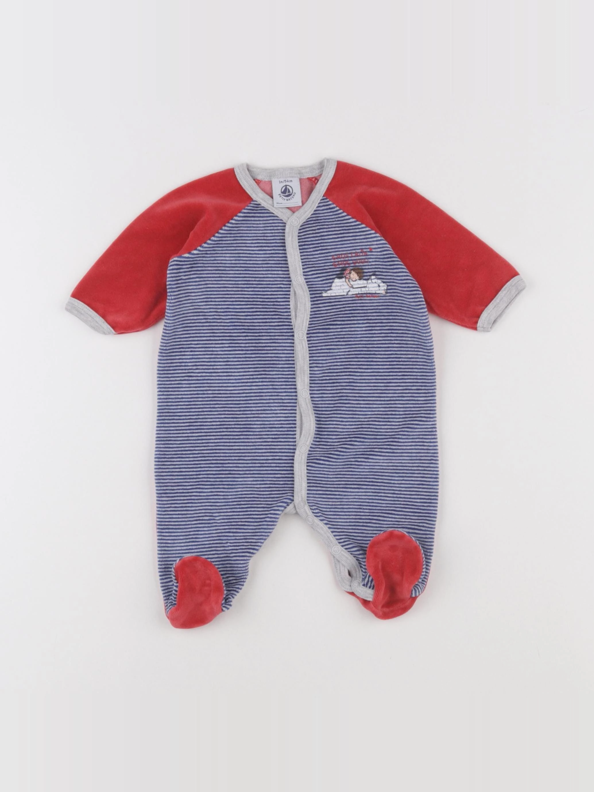 Vertbaudet - pyjama velours bleu - 1 mois