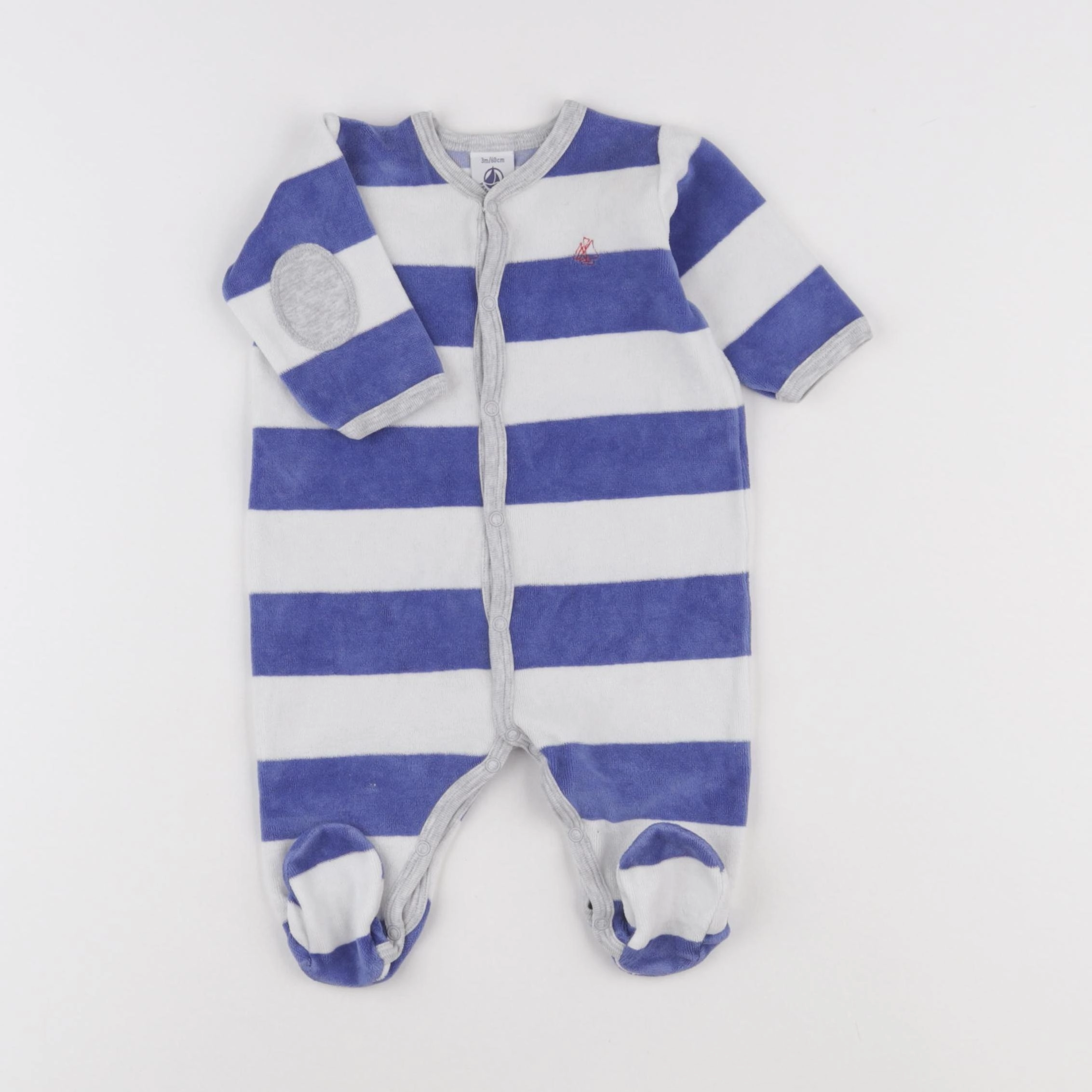 Vertbaudet - pyjama velours bleu - 3 mois