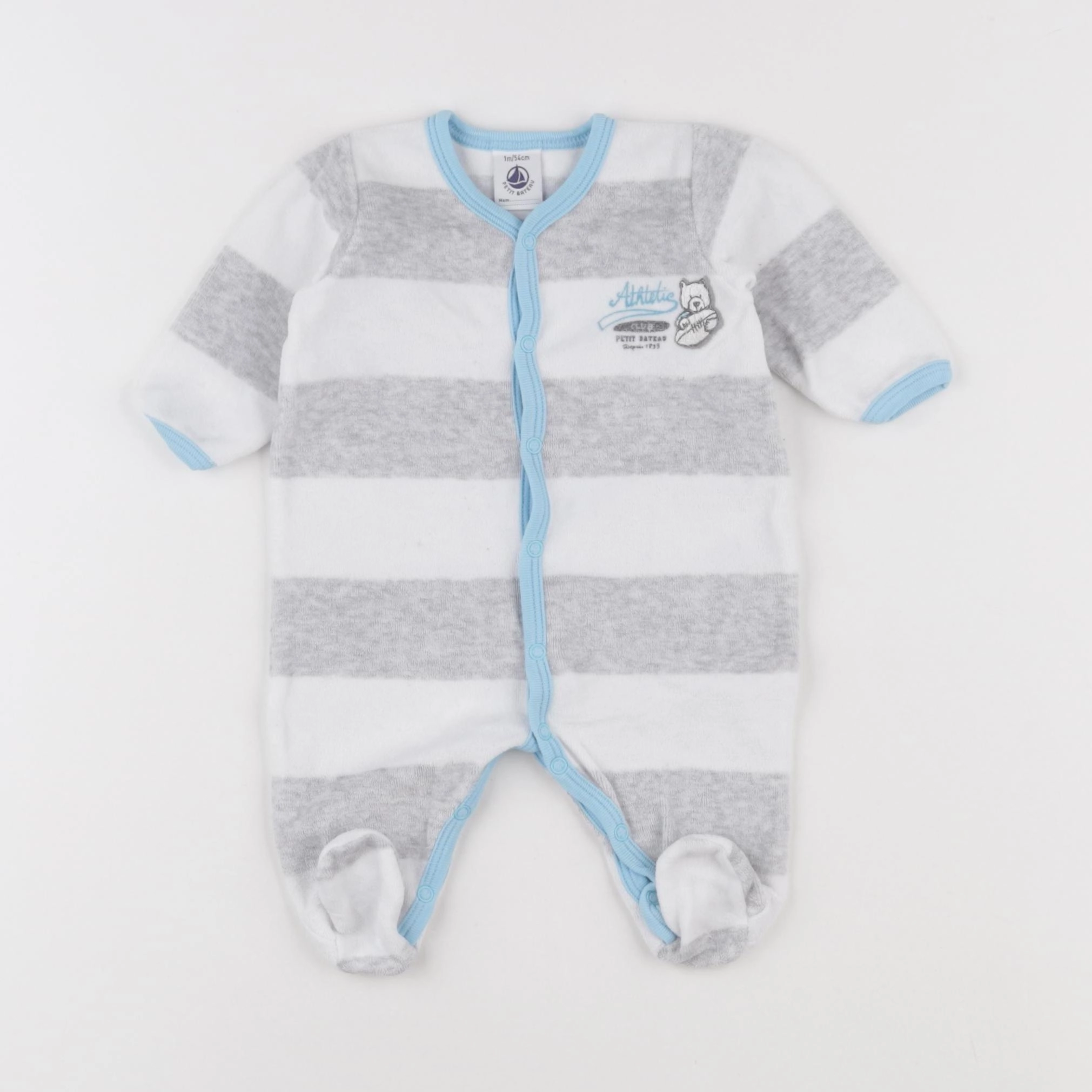 Vertbaudet - pyjama velours gris - 1 mois