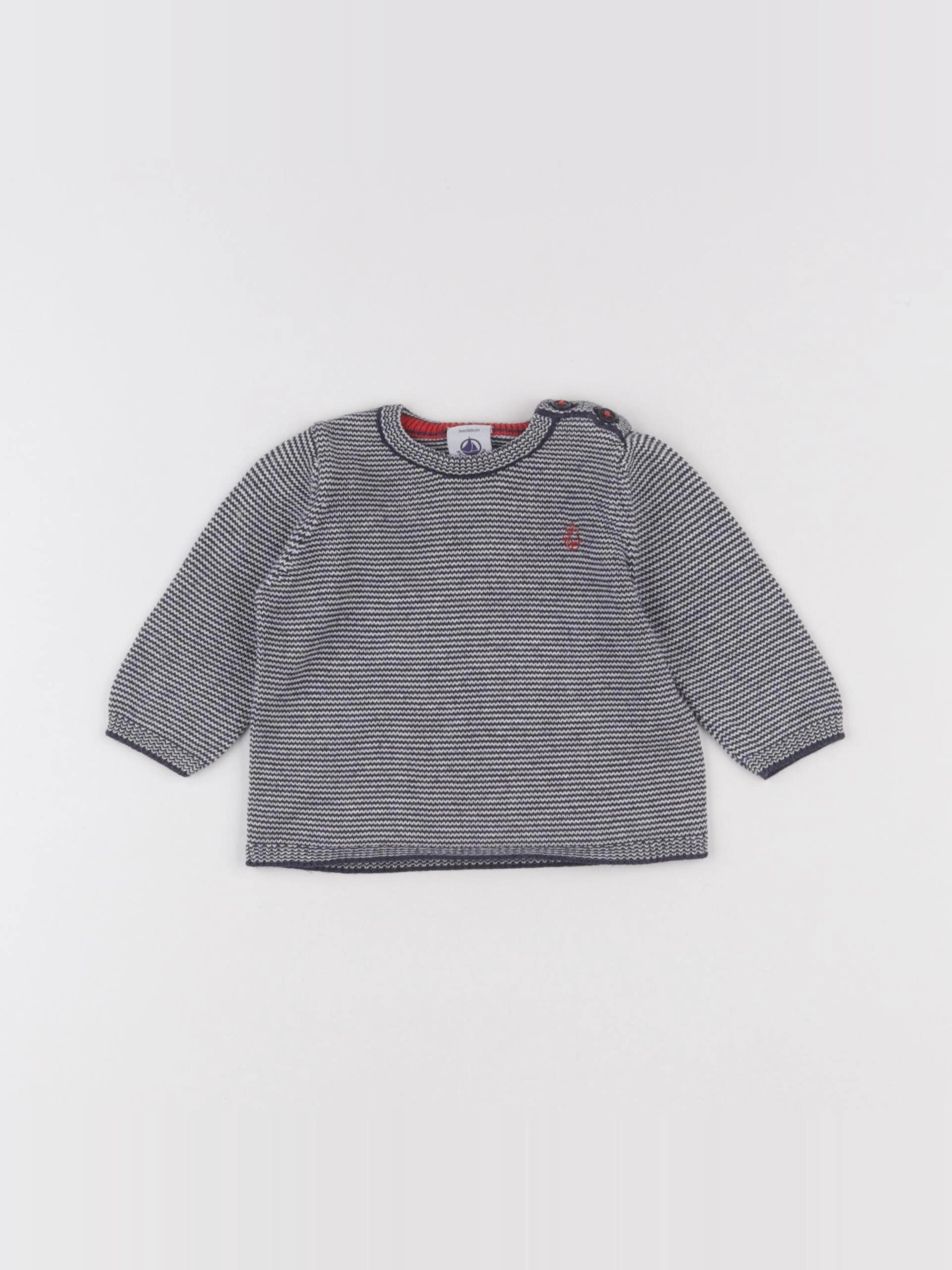 Petit Bateau - pull bleu - 3 mois