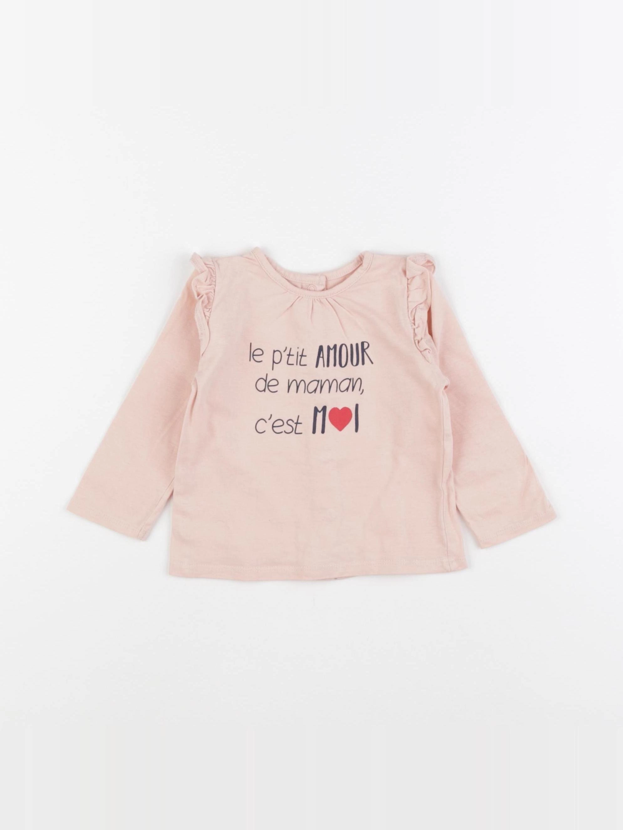 Vertbaudet - tee-shirt rose - 9 mois
