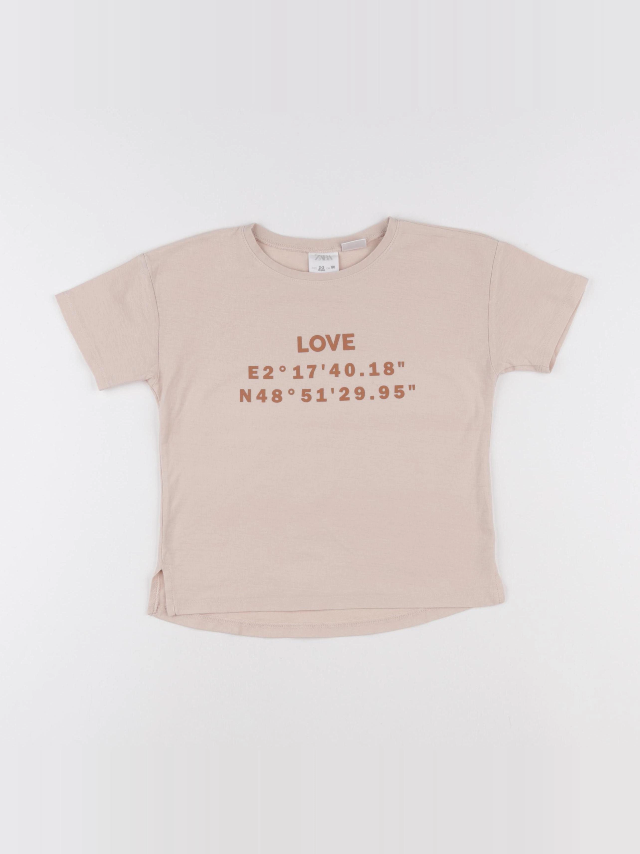 Zara - tee-shirt beige - 2/3 ans