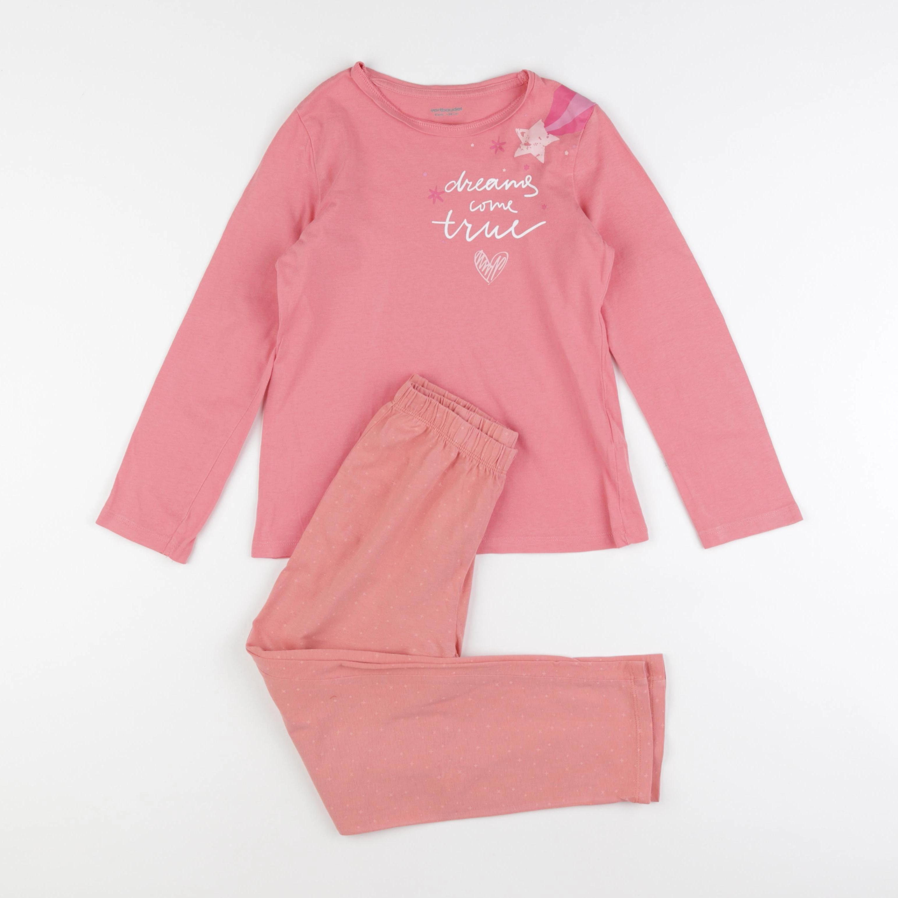 Vertbaudet - pyjama coton rose - 8 ans