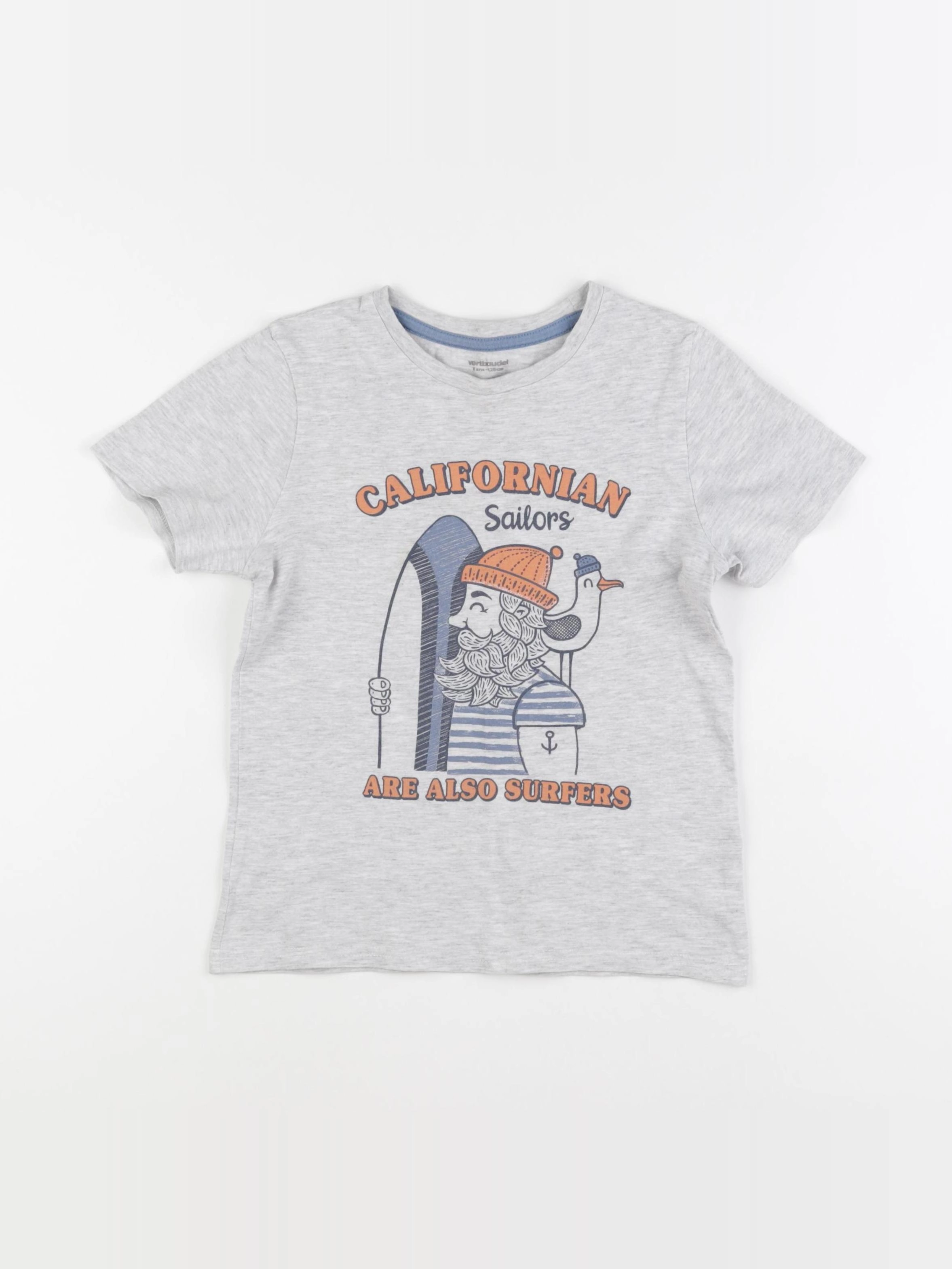 Vertbaudet - tee-shirt gris - 8 ans