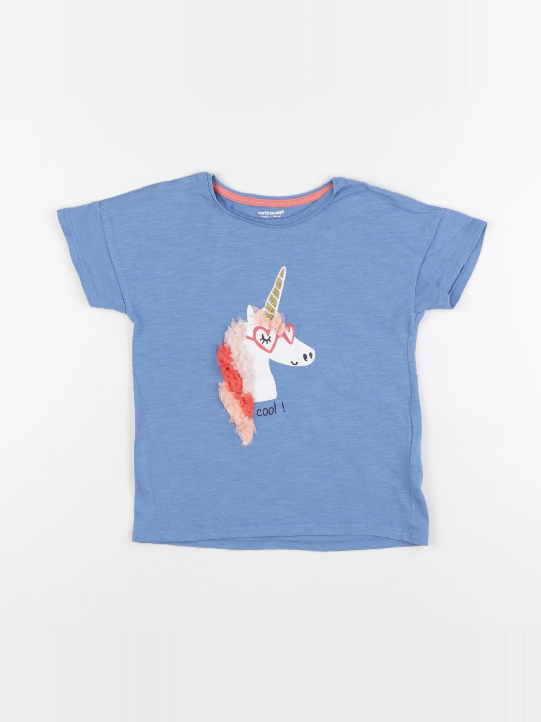 Vertbaudet - tee-shirt bleu - 6 ans