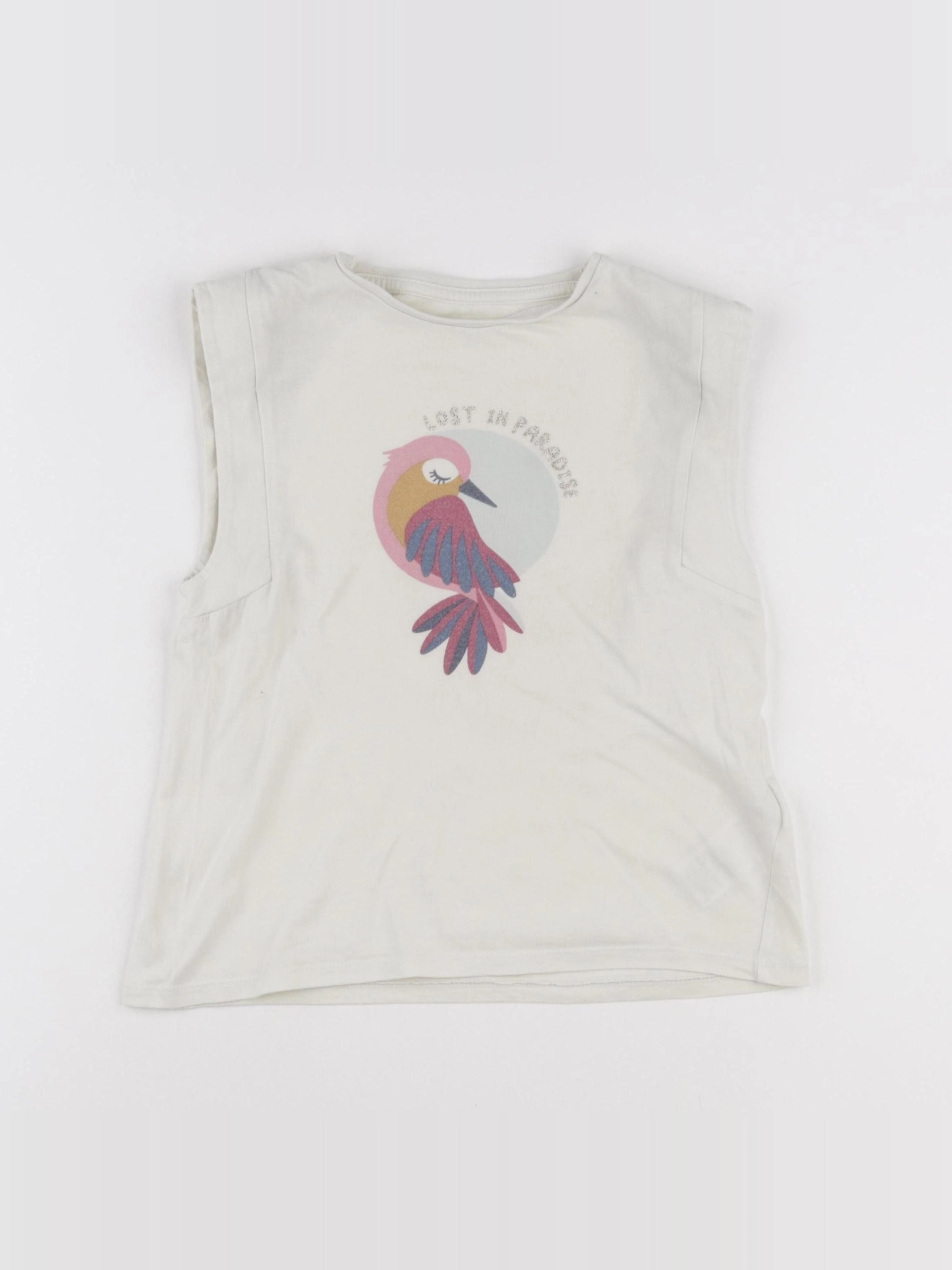 Vertbaudet - tee-shirt beige - 8 ans