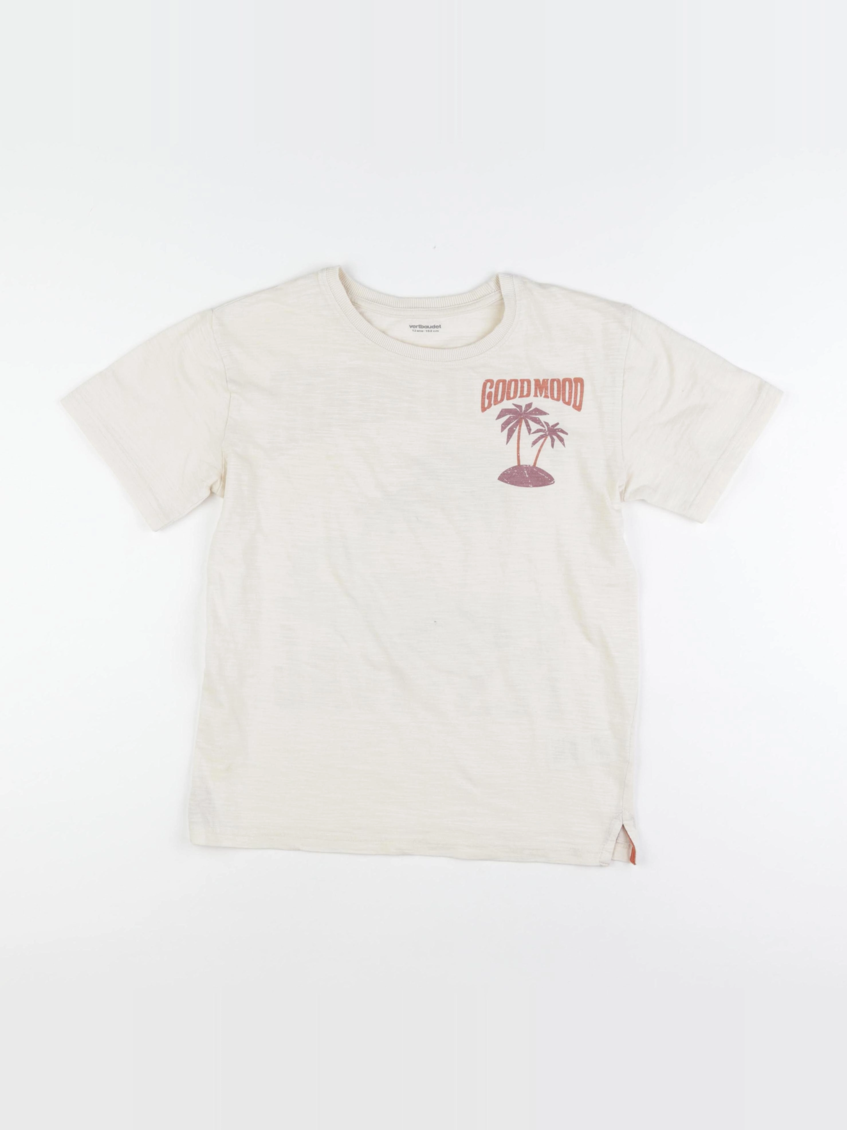 Vertbaudet - tee-shirt imprimé au dos beige - 12 ans