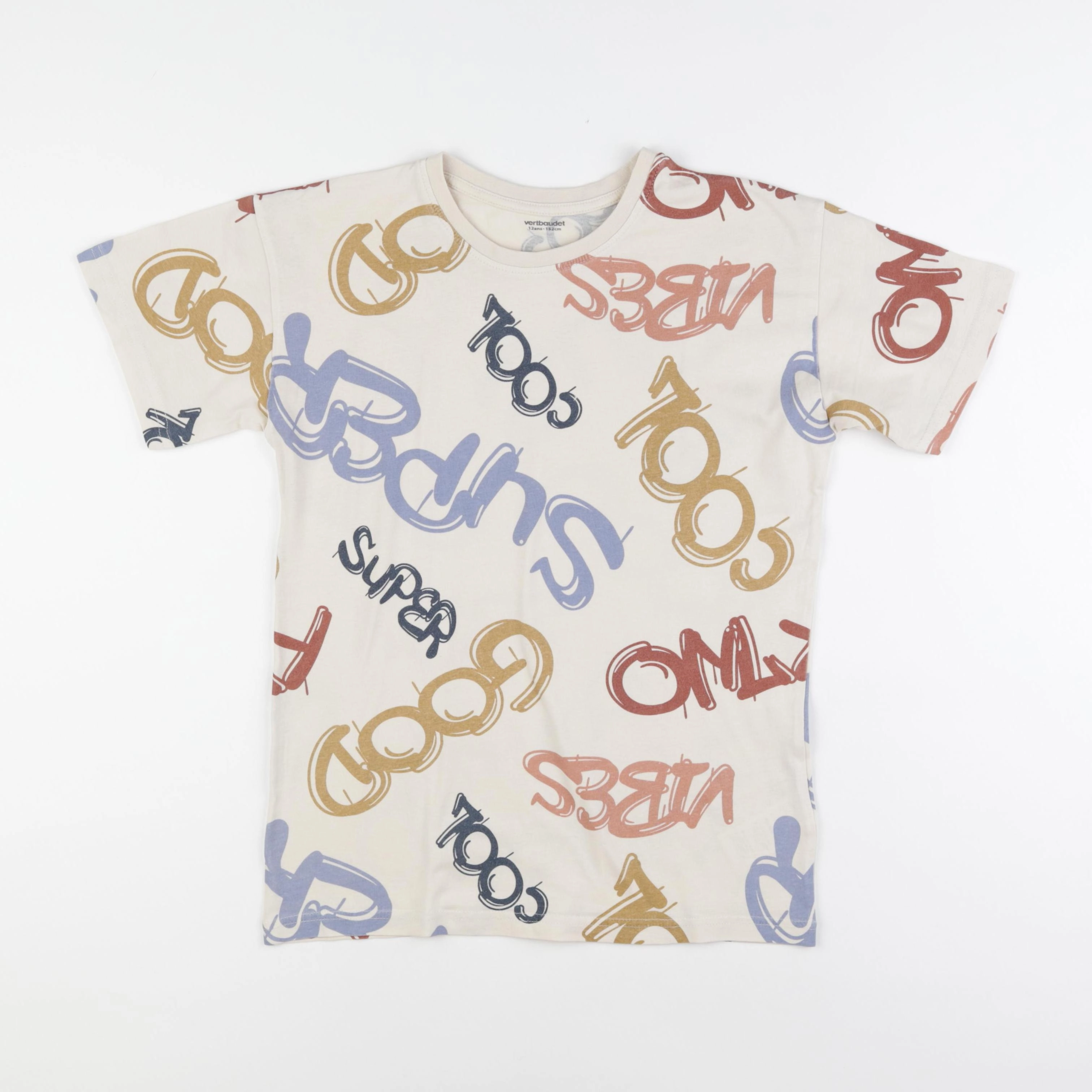 Vertbaudet - tee-shirt beige - 12 ans