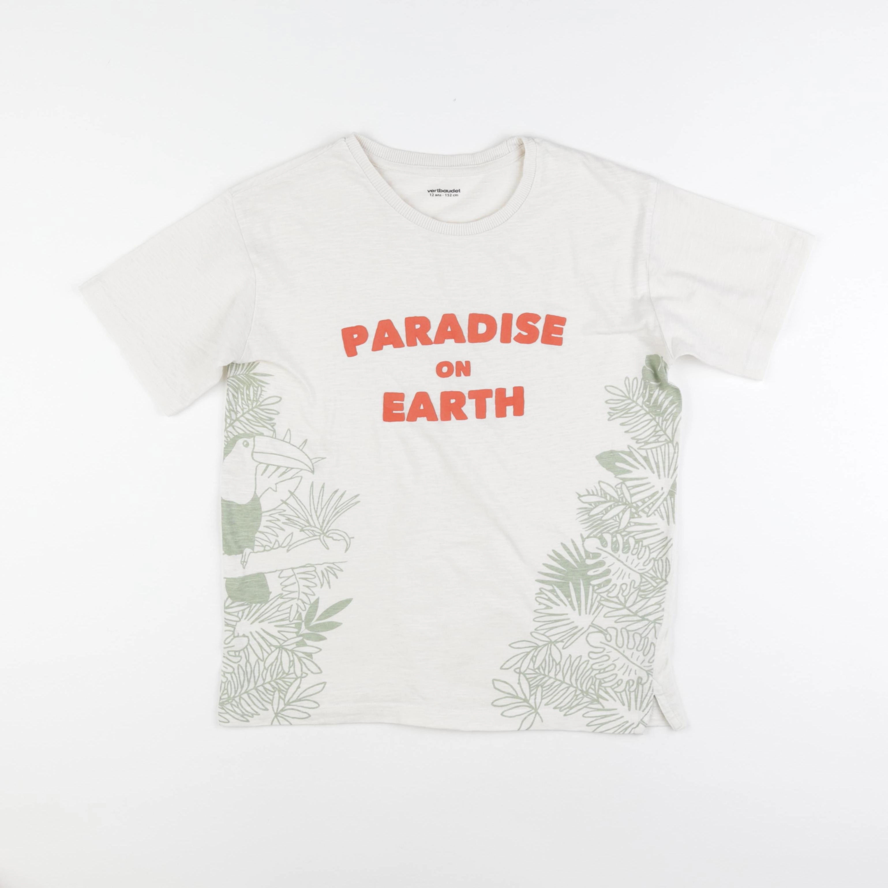 Vertbaudet - tee-shirt beige - 12 ans