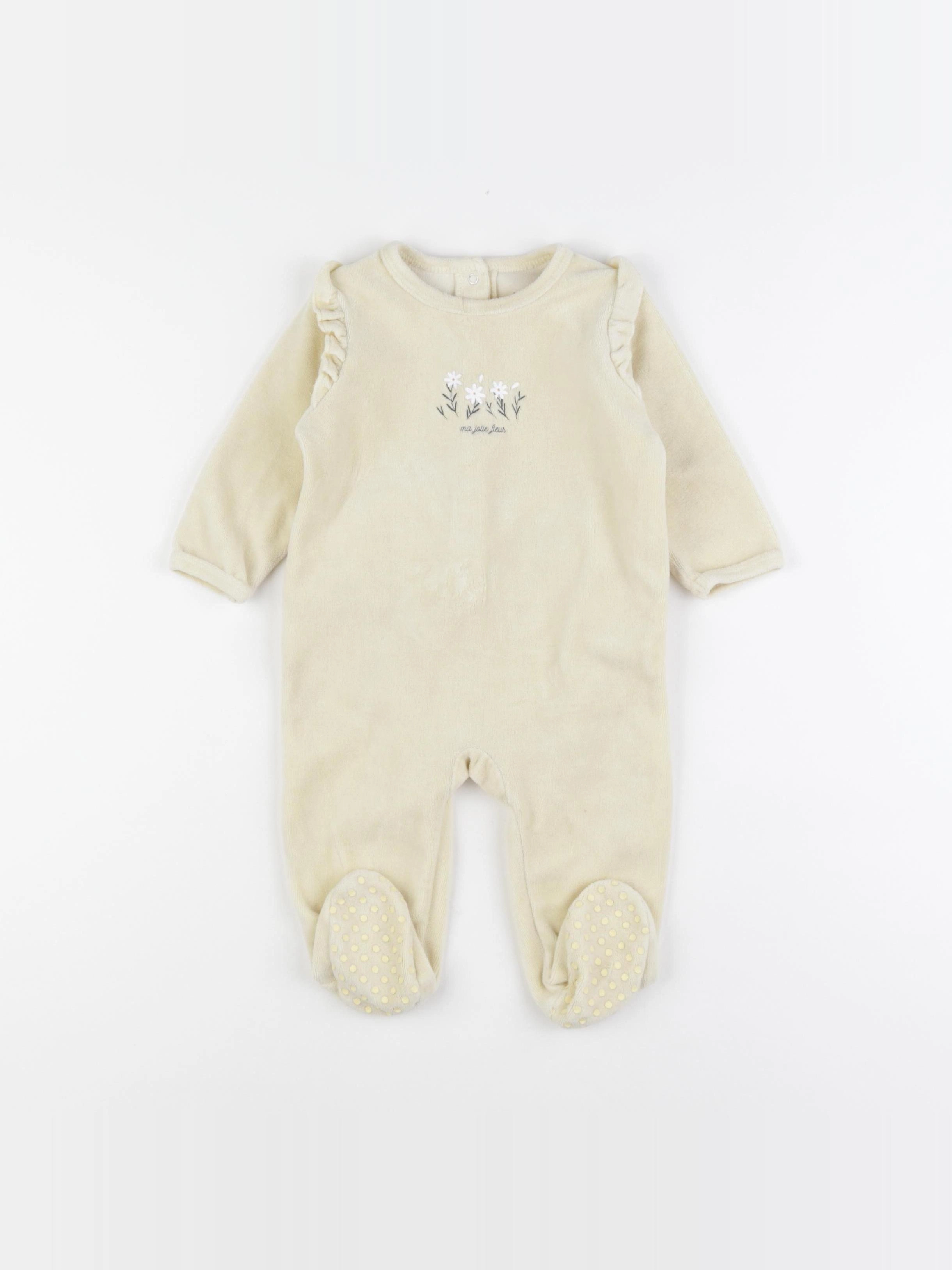 Vertbaudet - pyjama velours jaune - 9 mois