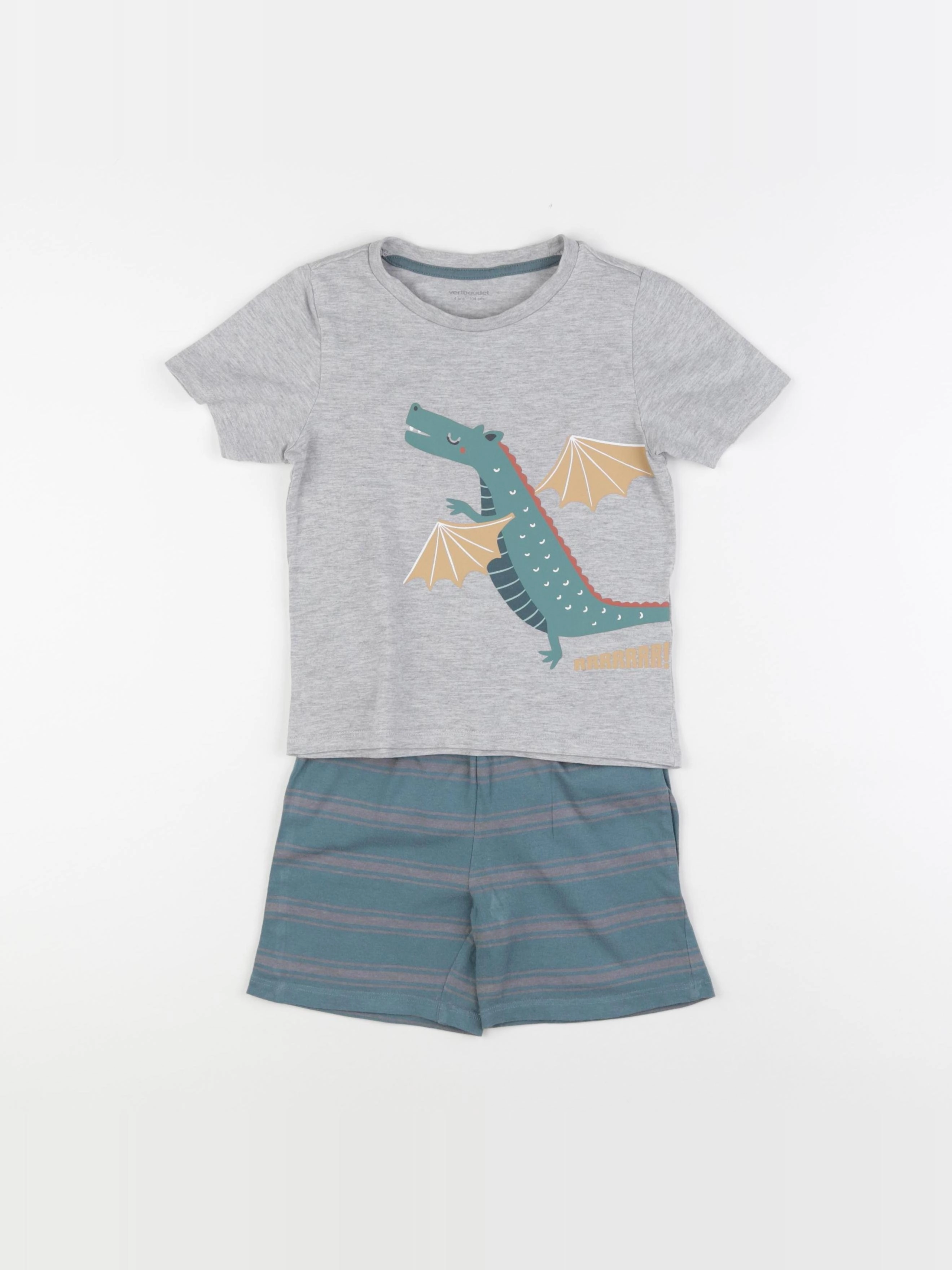 Vertbaudet - pyjama coton bleu, gris - 4 ans