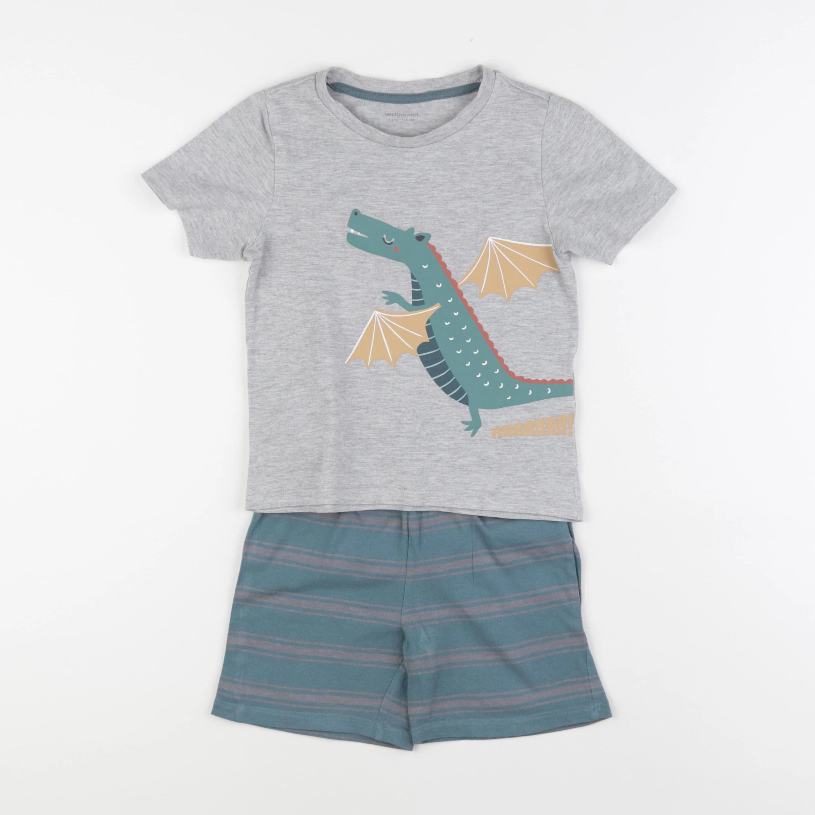 Vertbaudet - pyjama coton bleu, gris - 4 ans