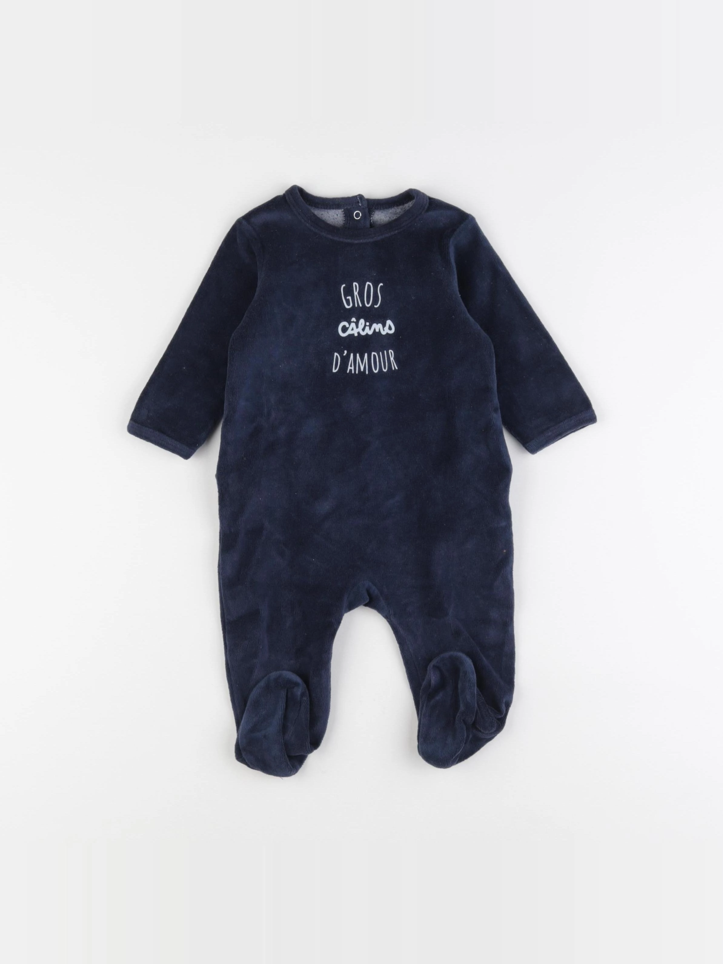 Vertbaudet - pyjama velours bleu - 6 mois