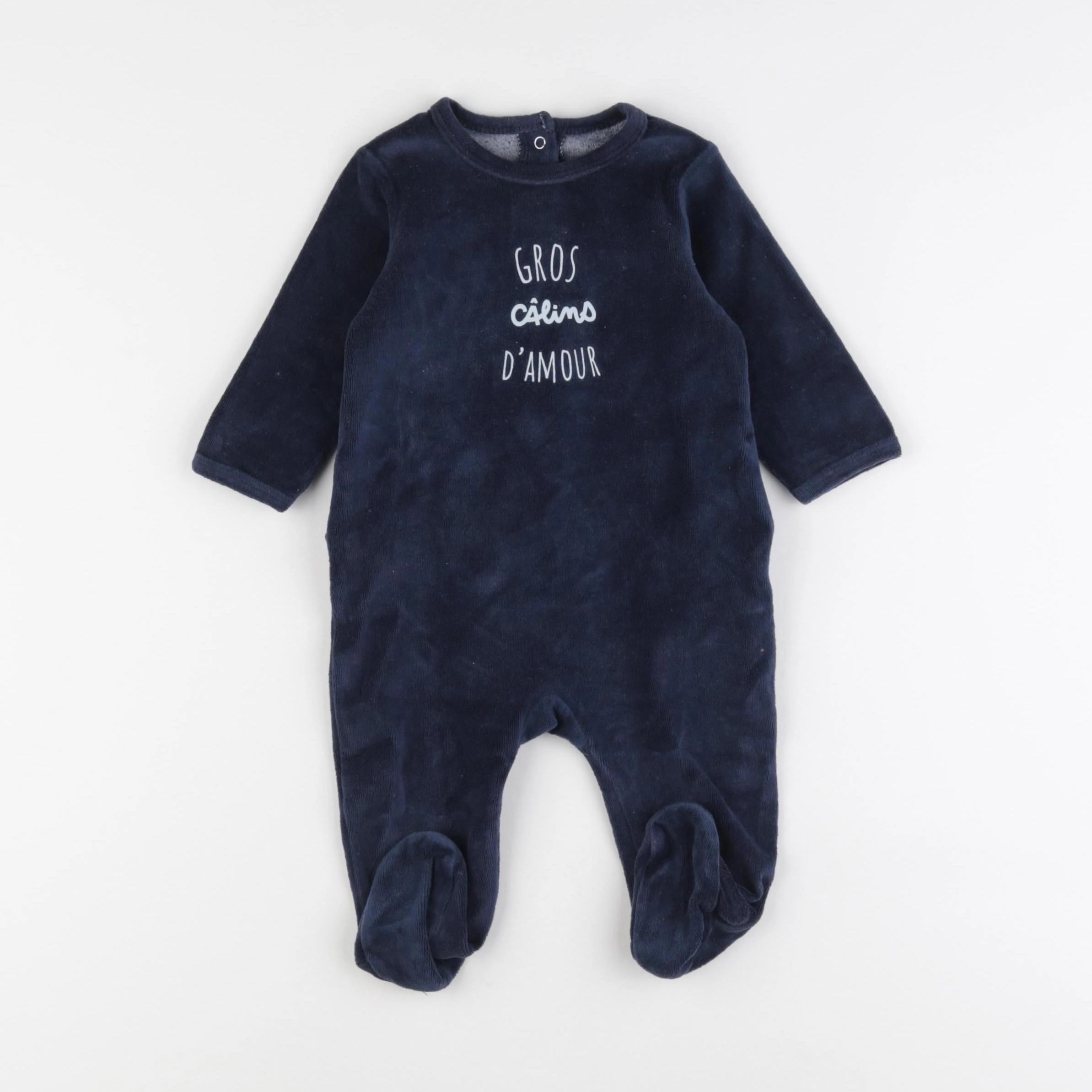 Vertbaudet - pyjama velours bleu - 6 mois