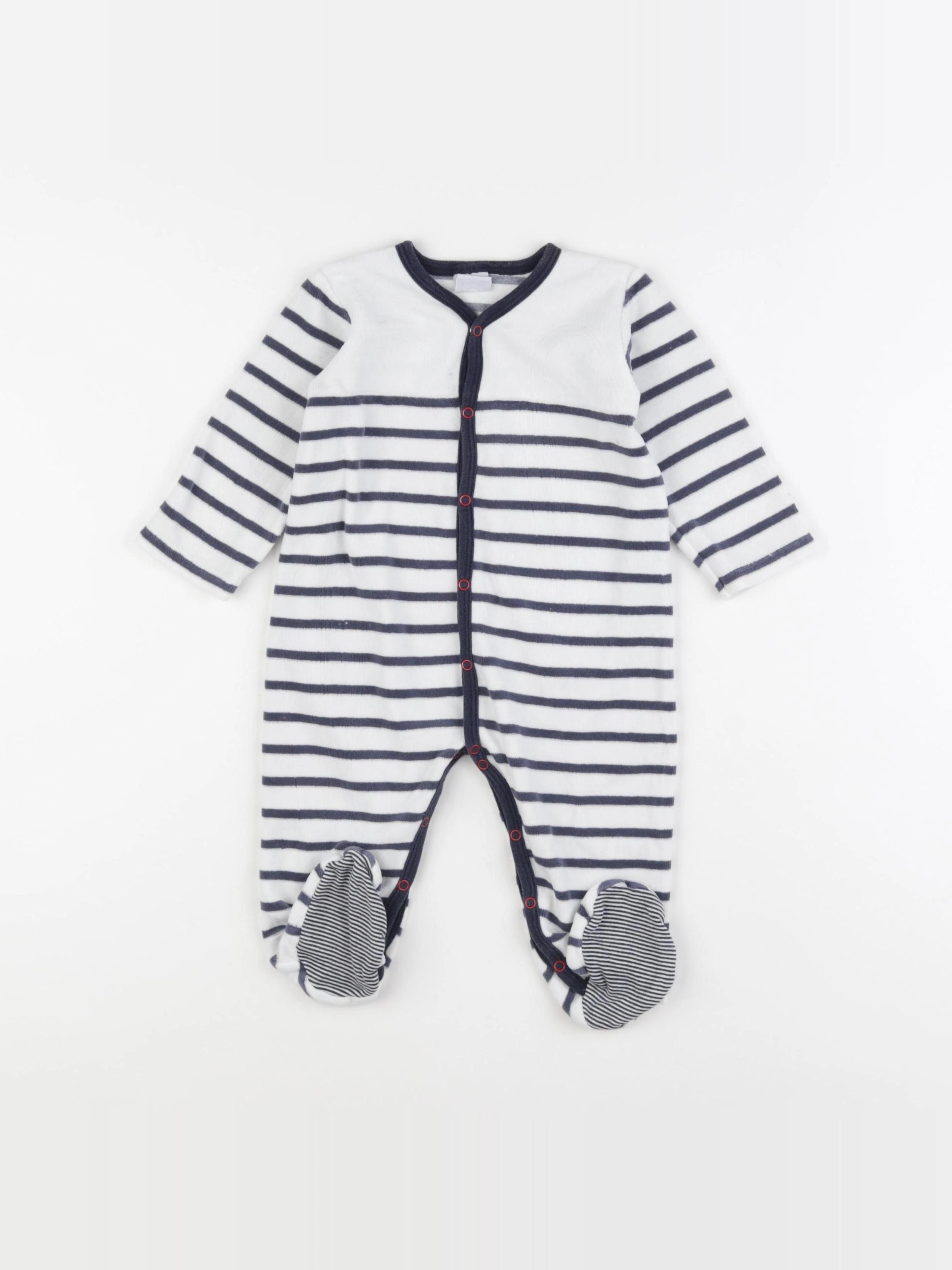 Petit Bateau - pyjama velours blanc - 12 mois