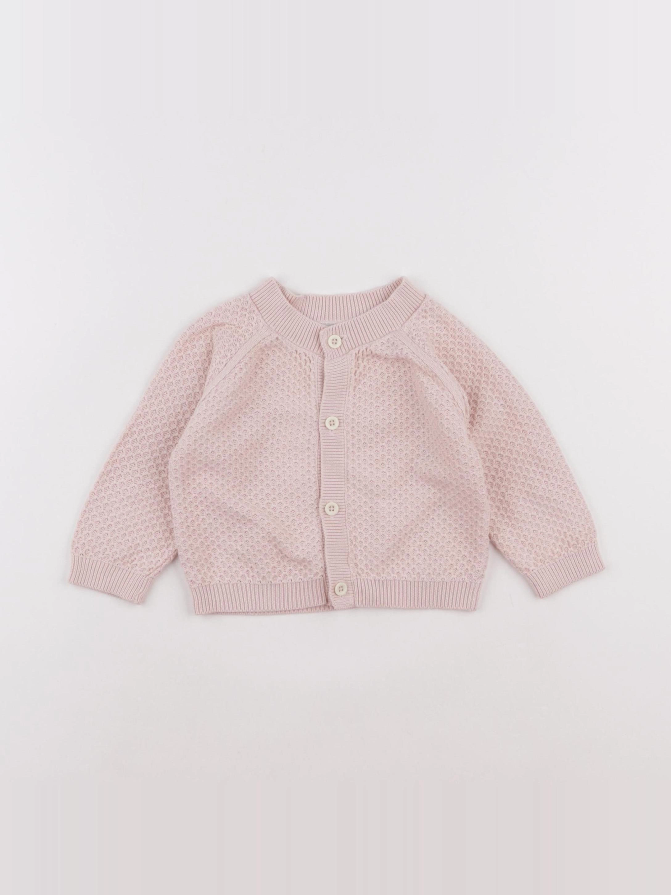 Petit Bateau - gilet rose - 6 mois