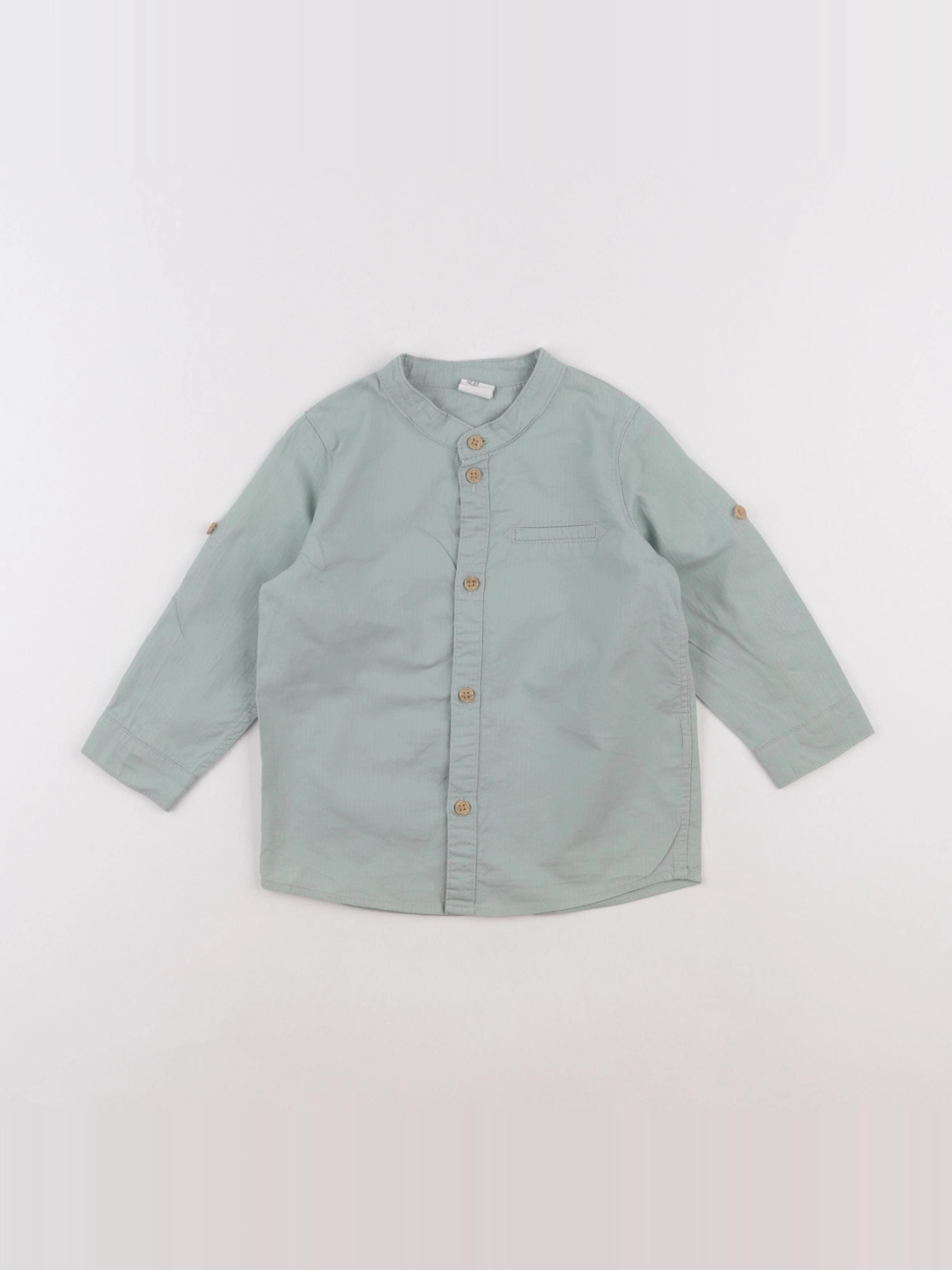 H&M - chemise vert - 9/12 mois