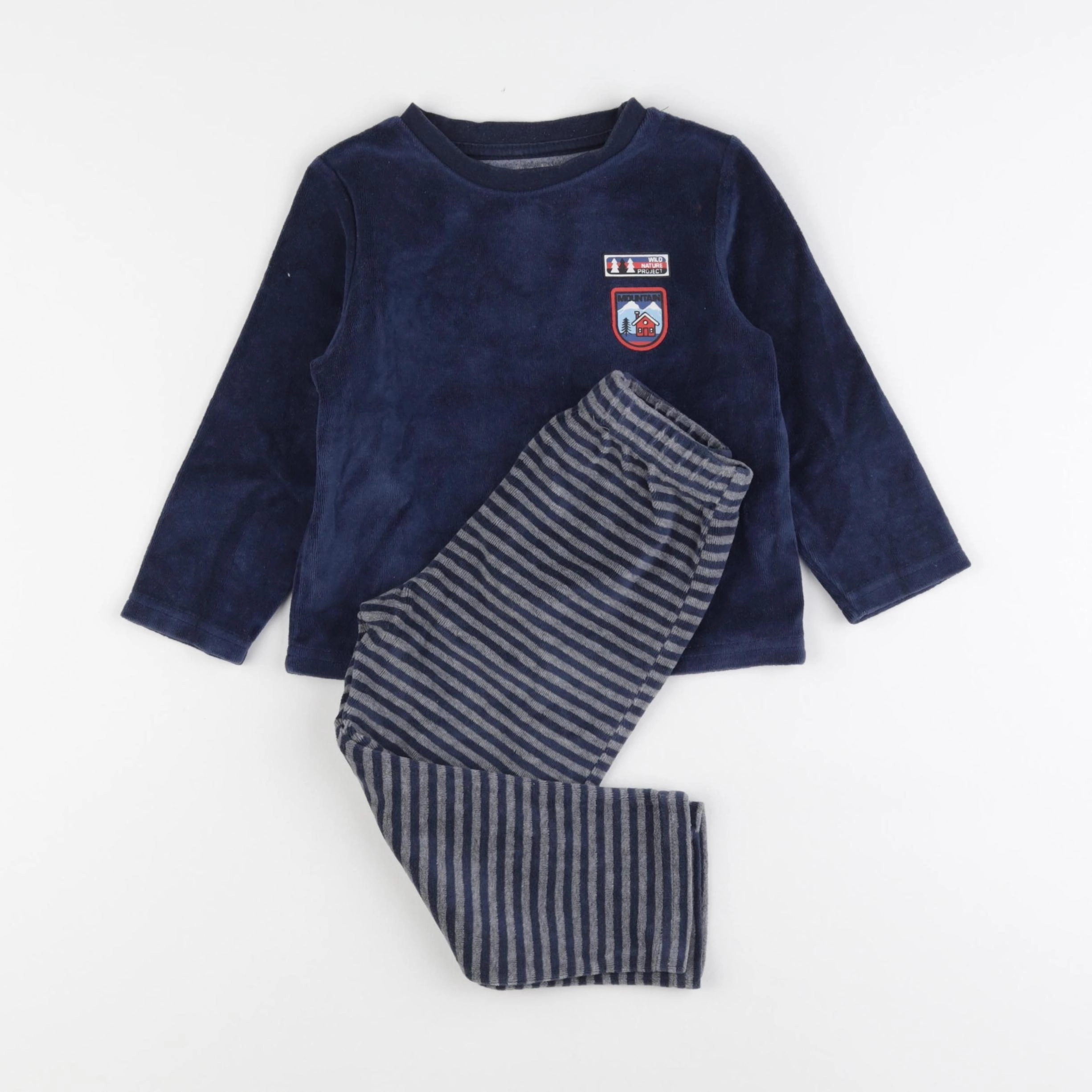 Vertbaudet - pyjama velours bleu - 3 ans