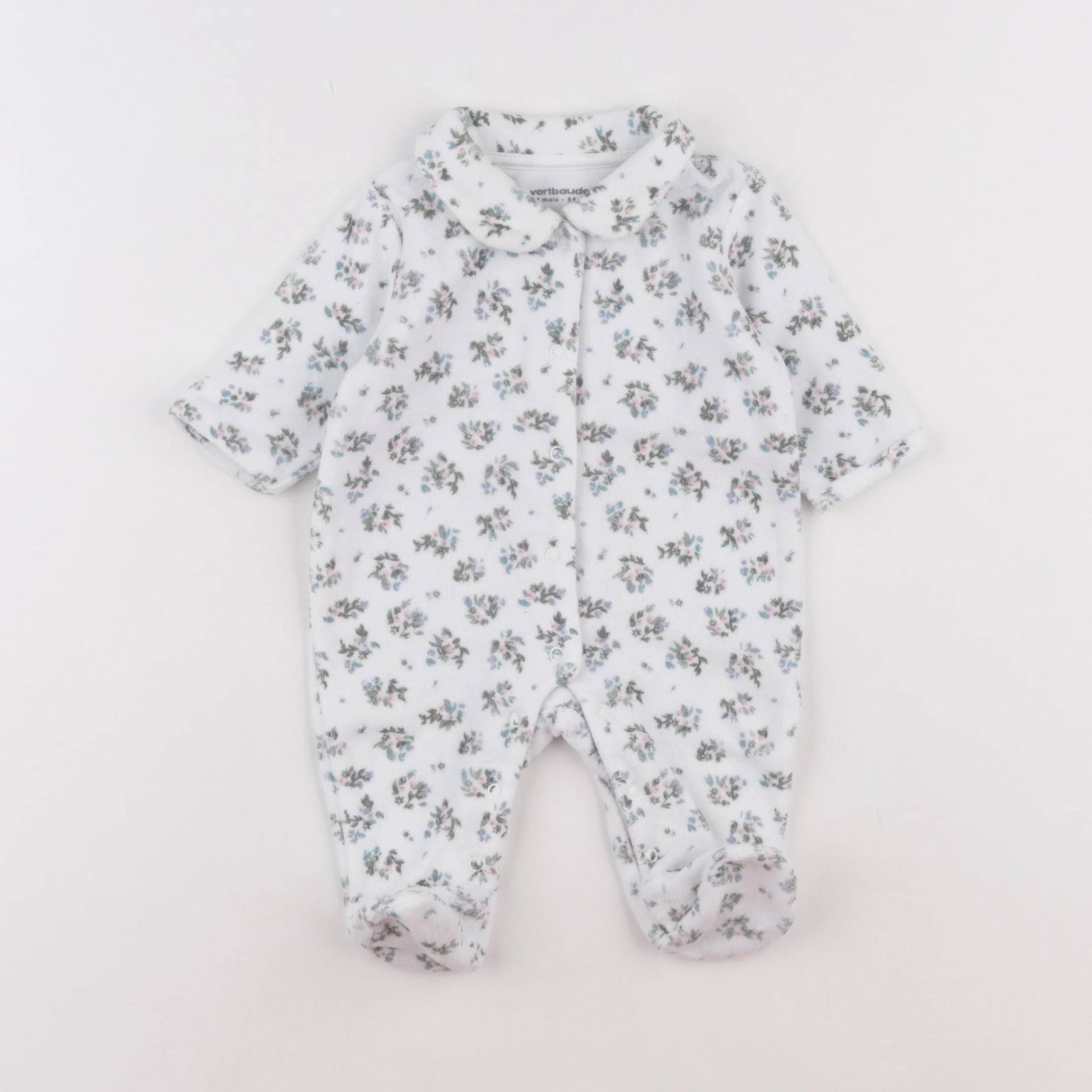Vertbaudet - pyjama velours multicolore - 1 mois
