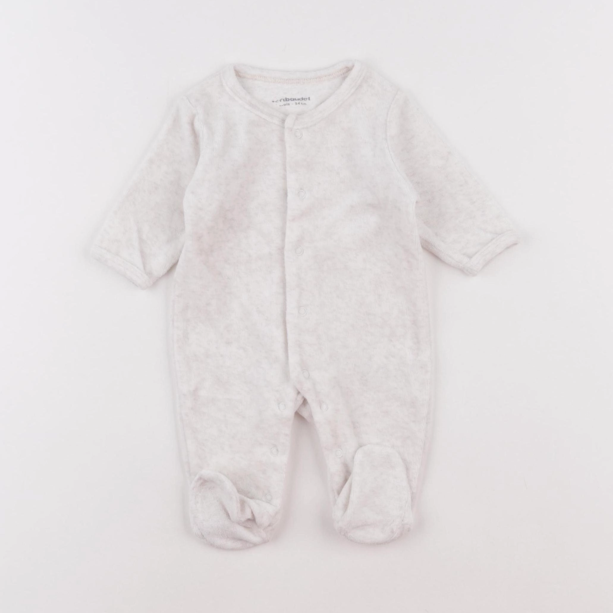 Vertbaudet - pyjama velours beige - 1 mois