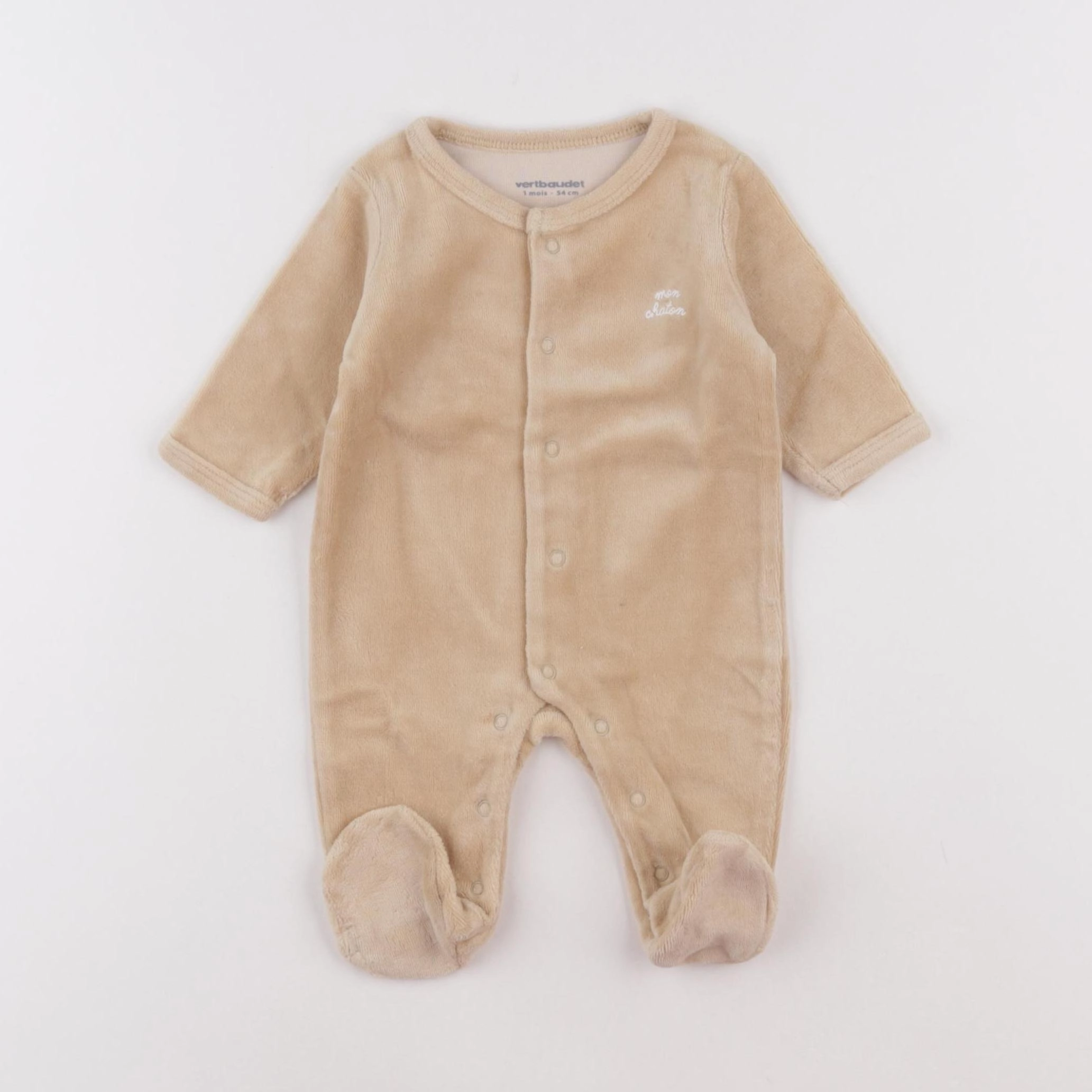 Vertbaudet - pyjama velours jaune - 1 mois