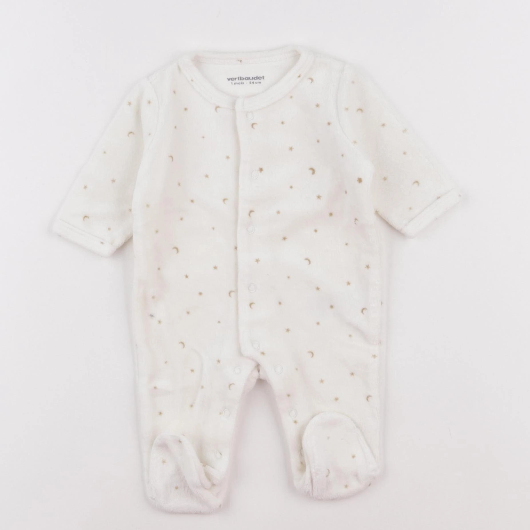 Vertbaudet - pyjama velours beige - 1 mois