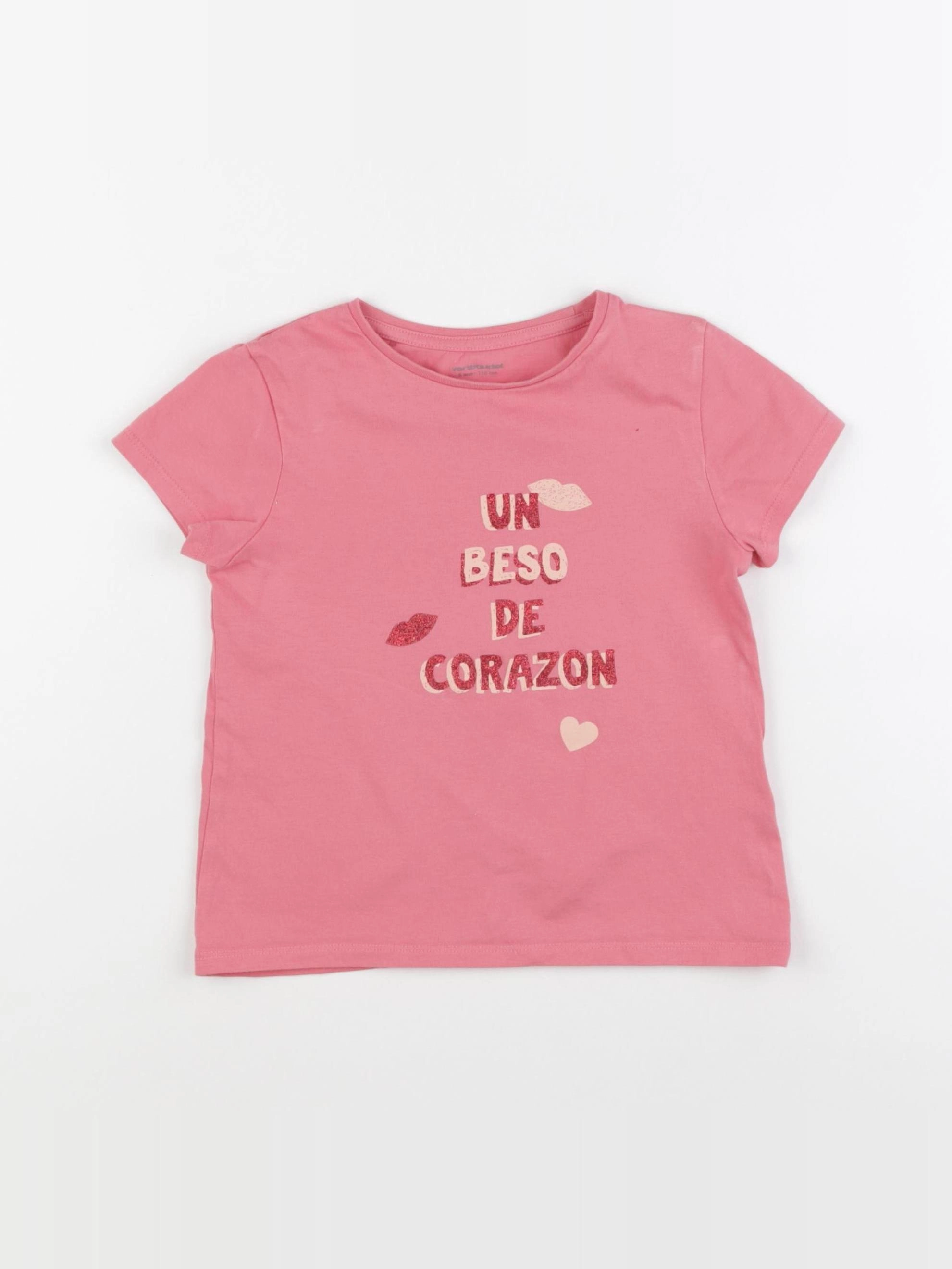 Vertbaudet - tee-shirt rose - 5 ans