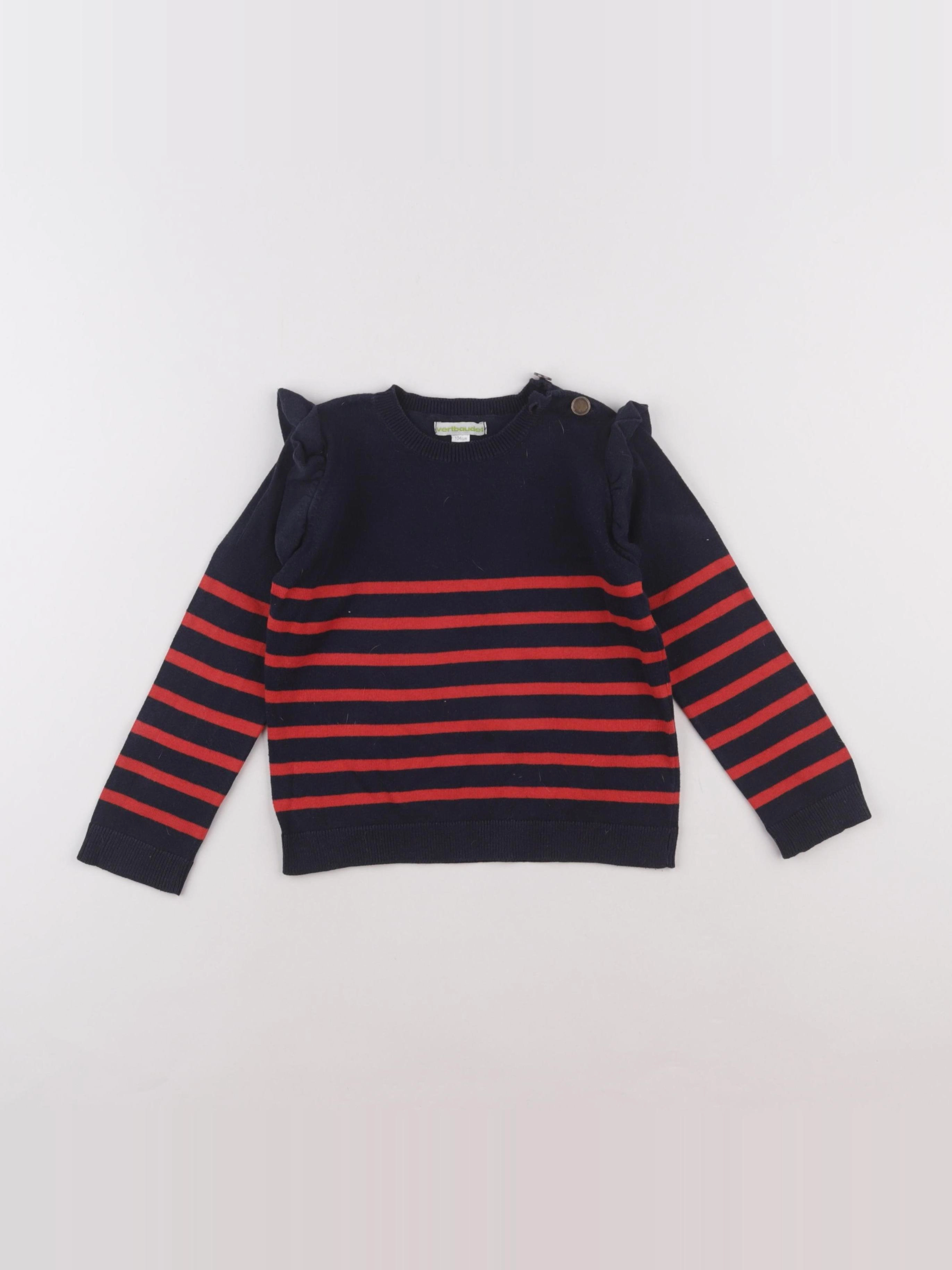 Vertbaudet - pull bleu, rouge - 4 ans