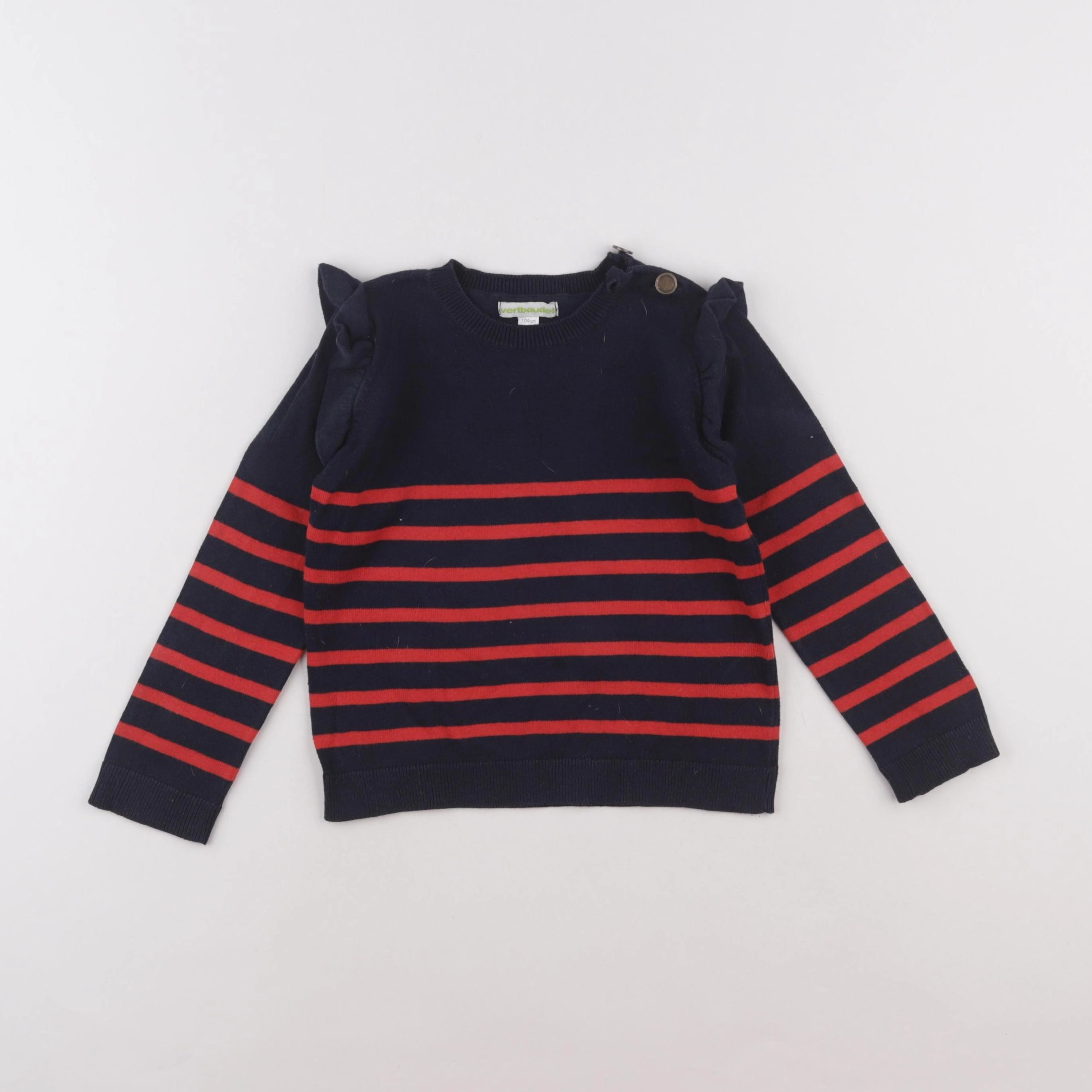Vertbaudet - pull bleu, rouge - 4 ans