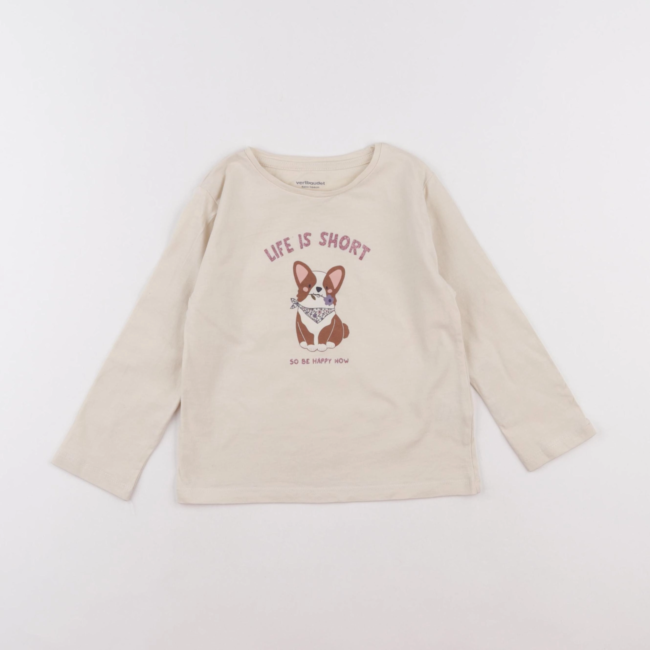 Vertbaudet - tee-shirt beige - 4 ans