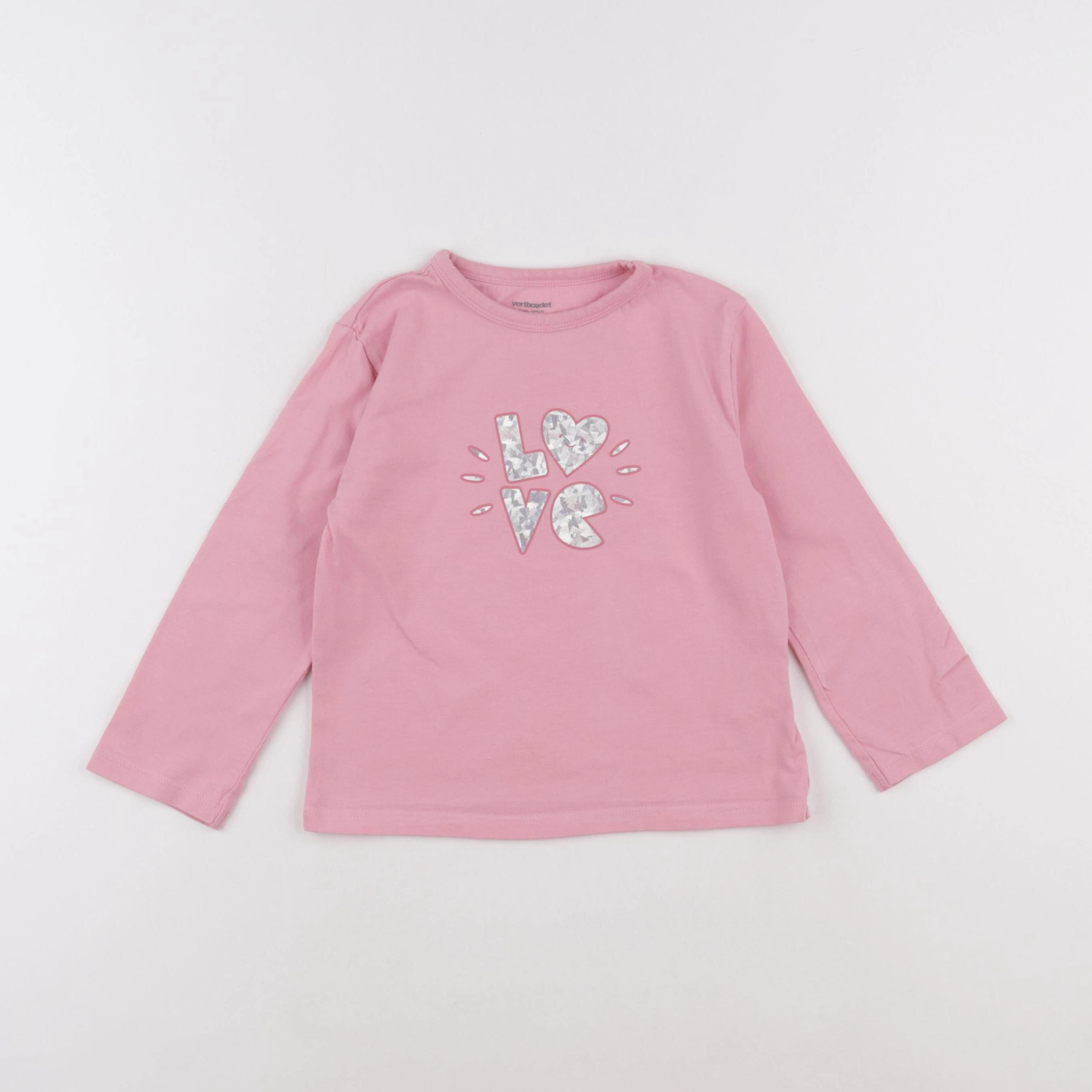Vertbaudet - tee-shirt rose - 4 ans