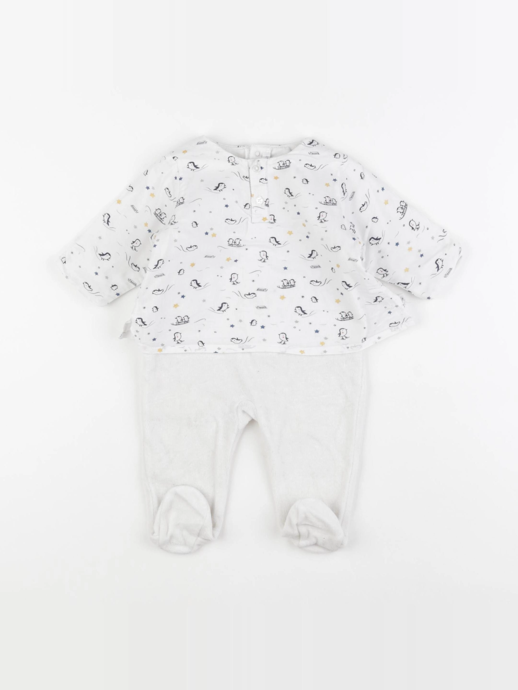 Boutchou - pyjama velours blanc - 3 mois