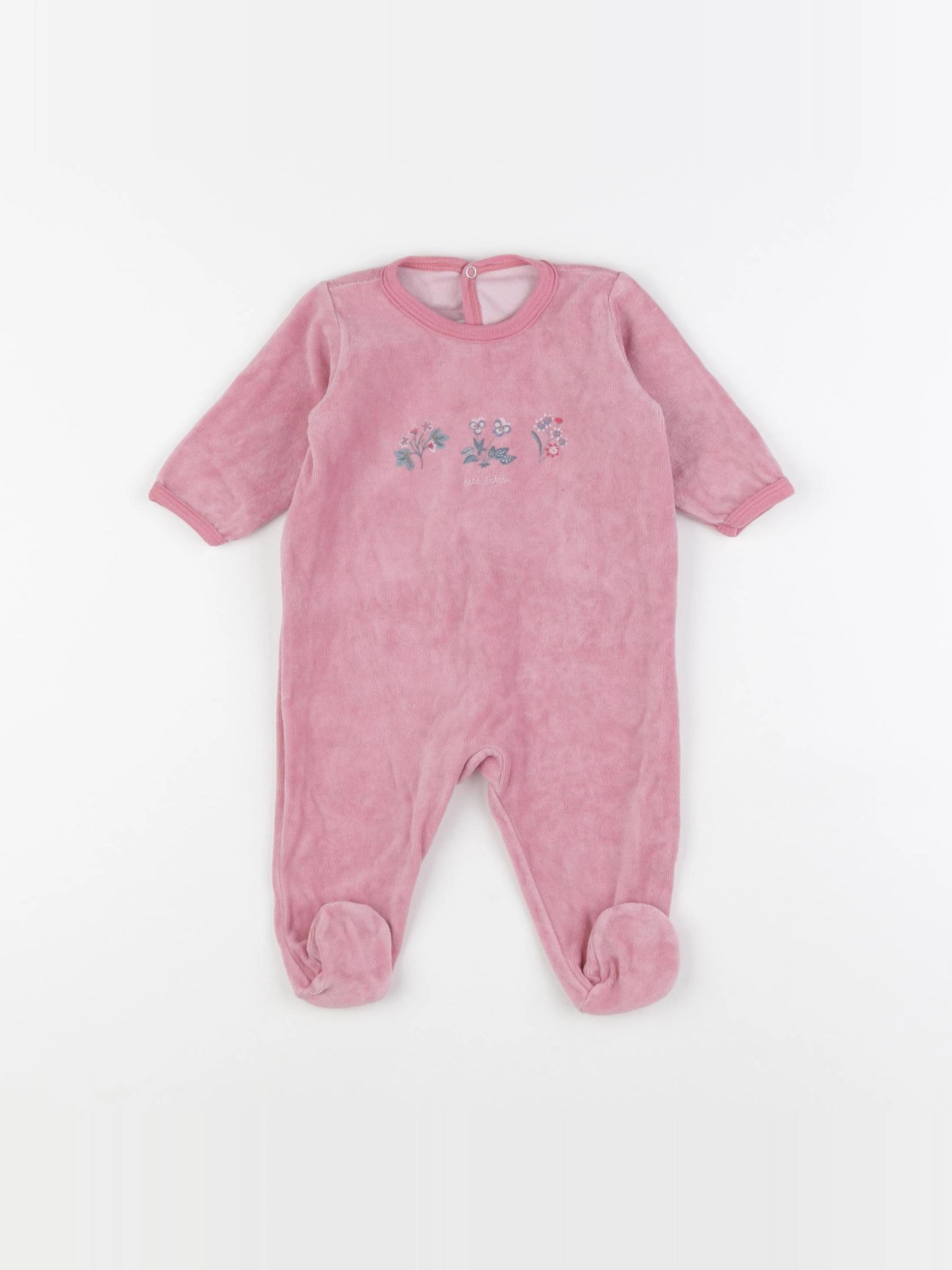 Petit Bateau - pyjama velours rose - 3 mois