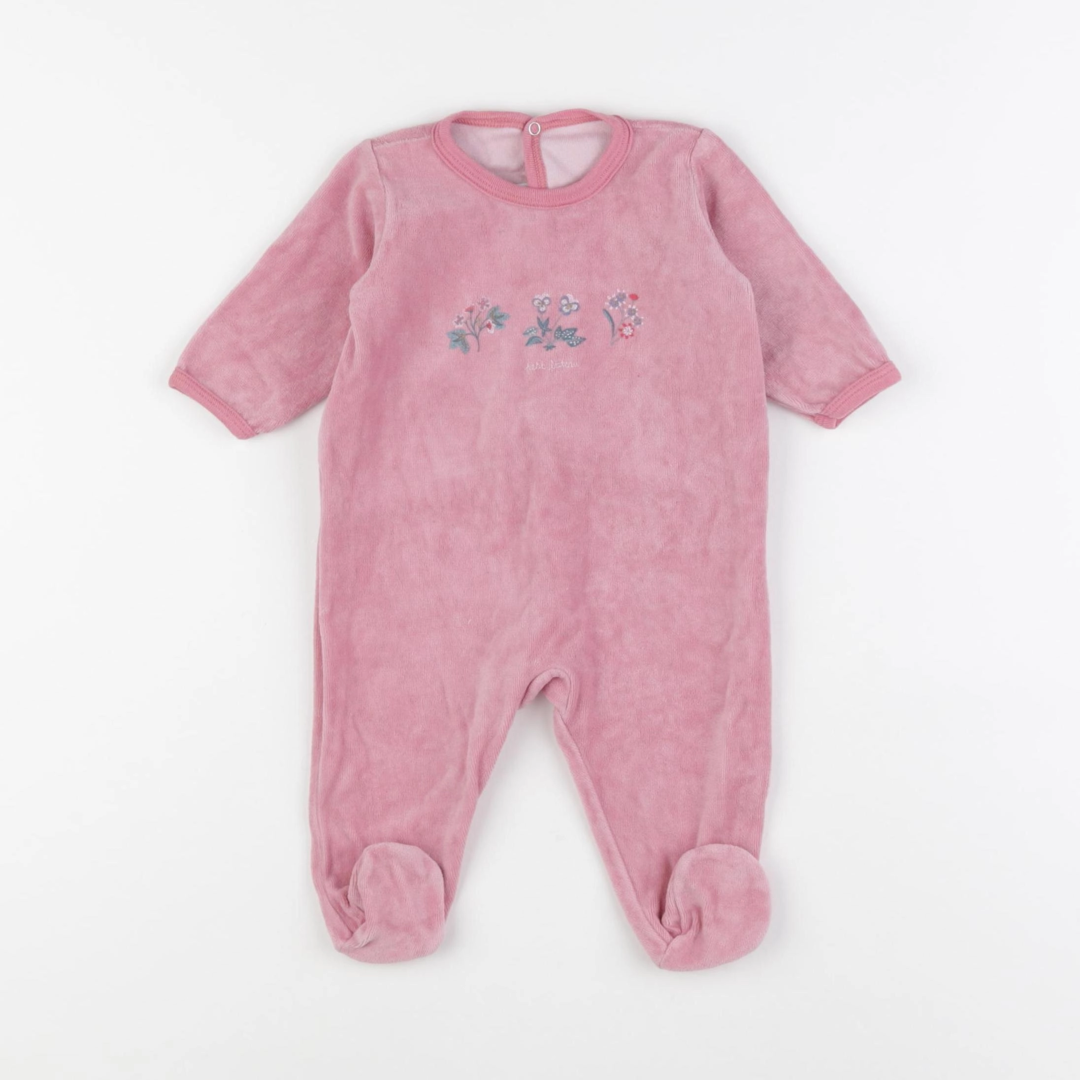 Petit Bateau - pyjama velours rose - 3 mois