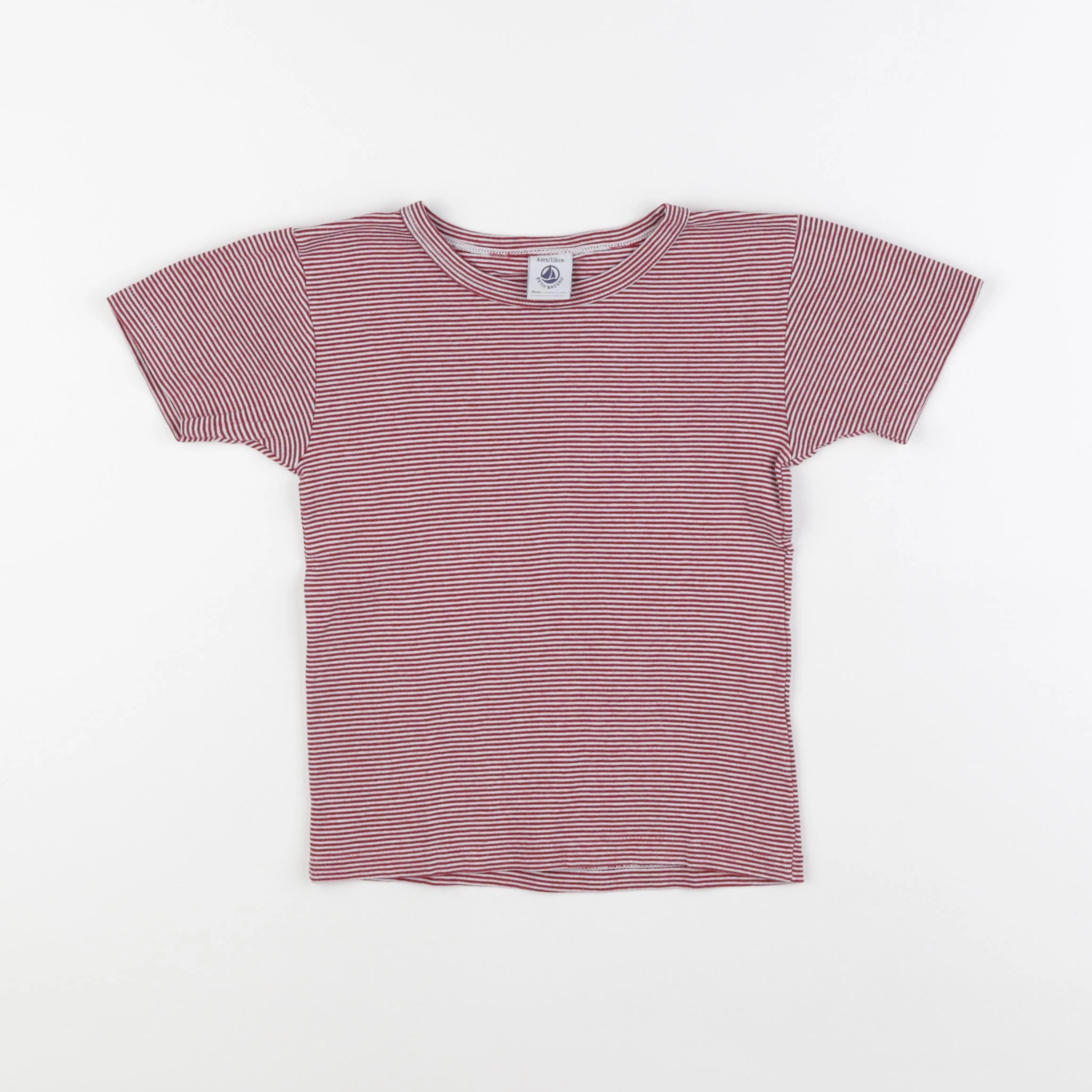 Petit Bateau - maillot de corps blanc, rouge - 6 ans