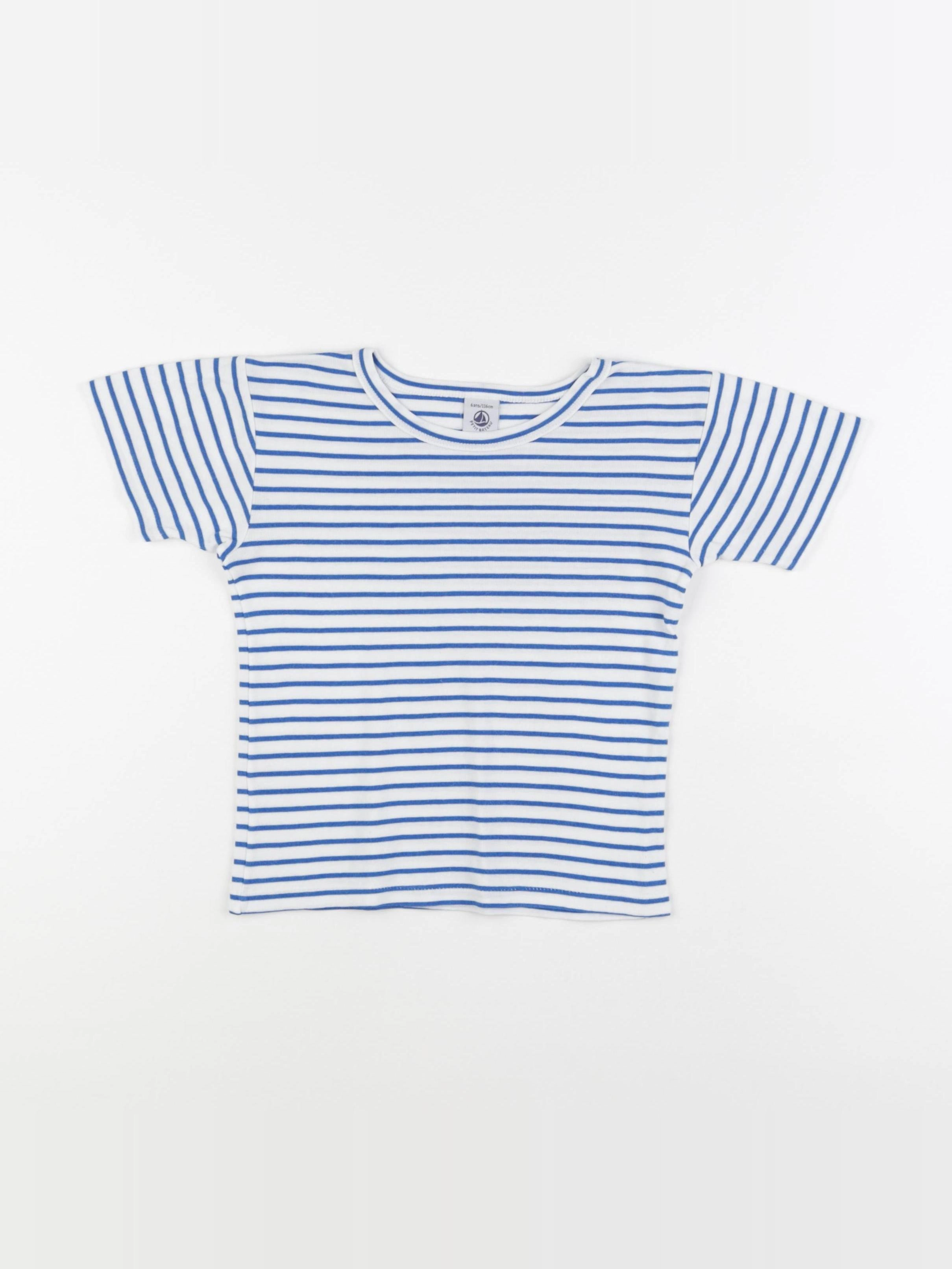 Petit Bateau - maillot de corps blanc, bleu - 6 ans
