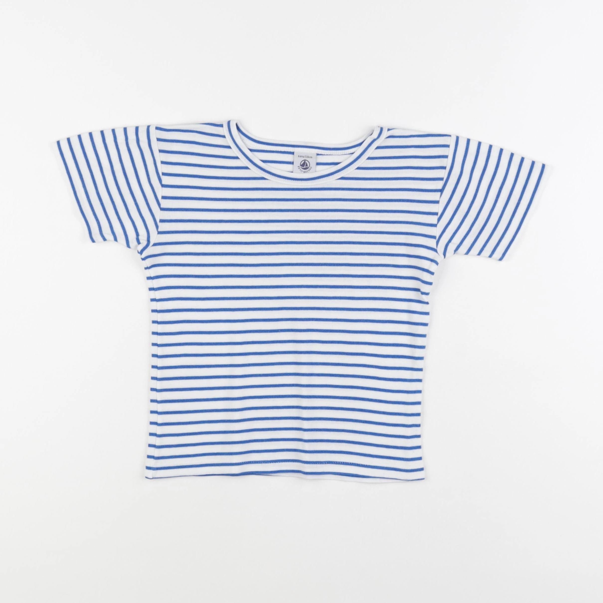 Petit Bateau - maillot de corps blanc, bleu - 6 ans