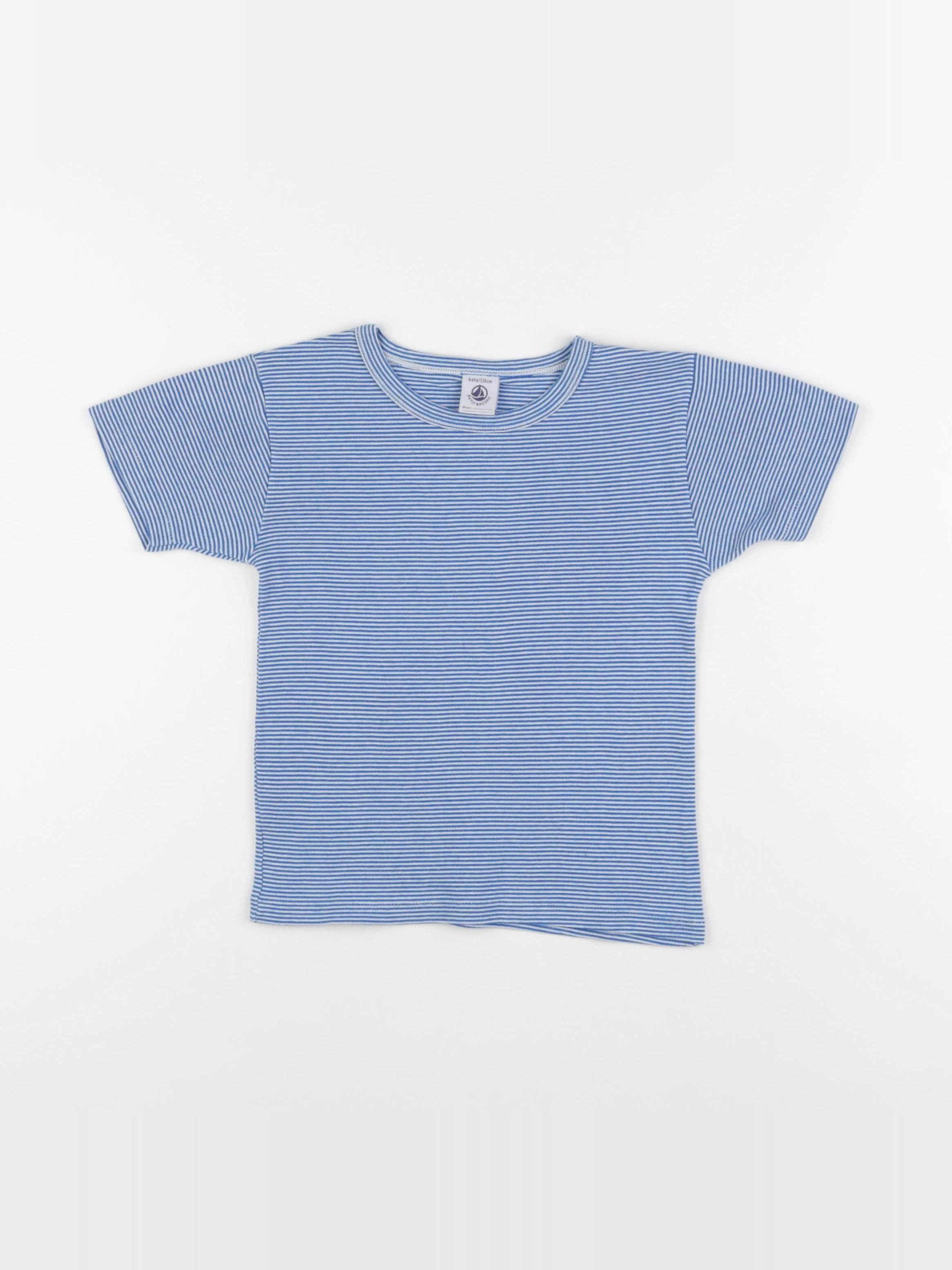 Petit Bateau - maillot de corps blanc, bleu - 6 ans