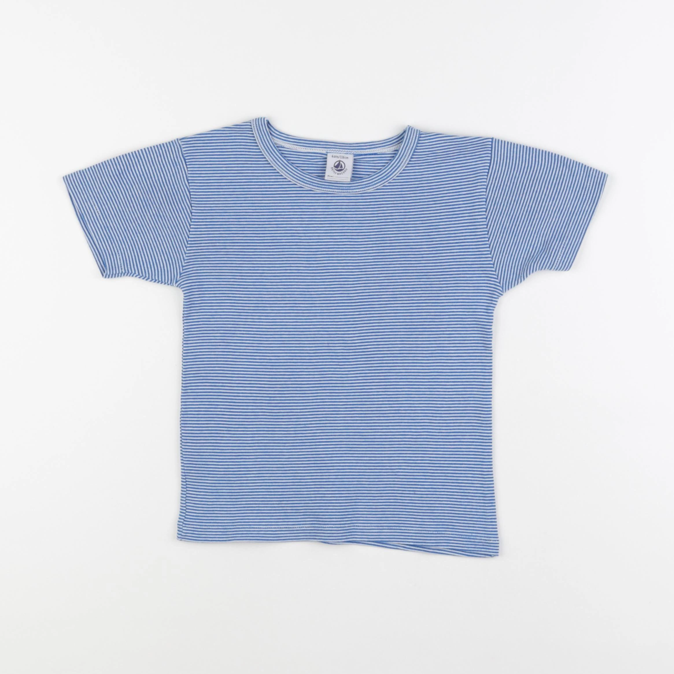 Petit Bateau - maillot de corps blanc, bleu - 6 ans