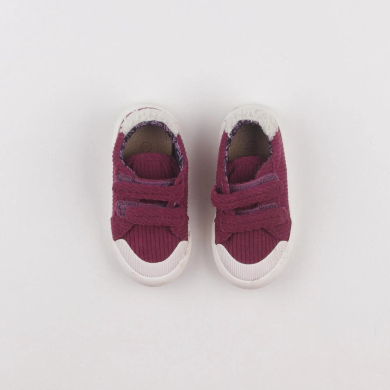 Vertbaudet - tennis à scratch/ lacets violet - pointure 24