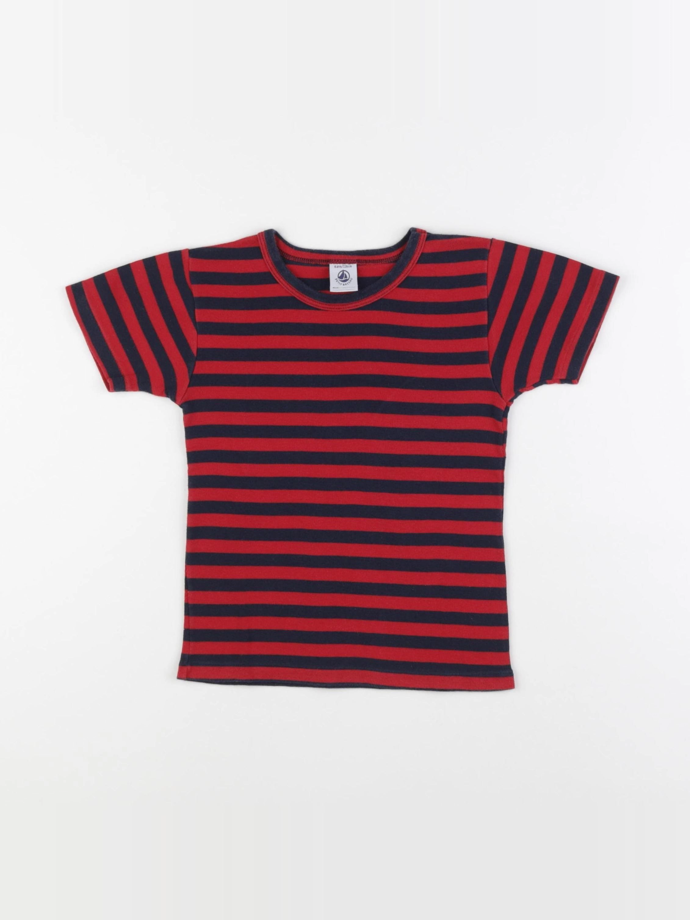 Petit Bateau - maillot de corps bleu, rouge - 6 ans
