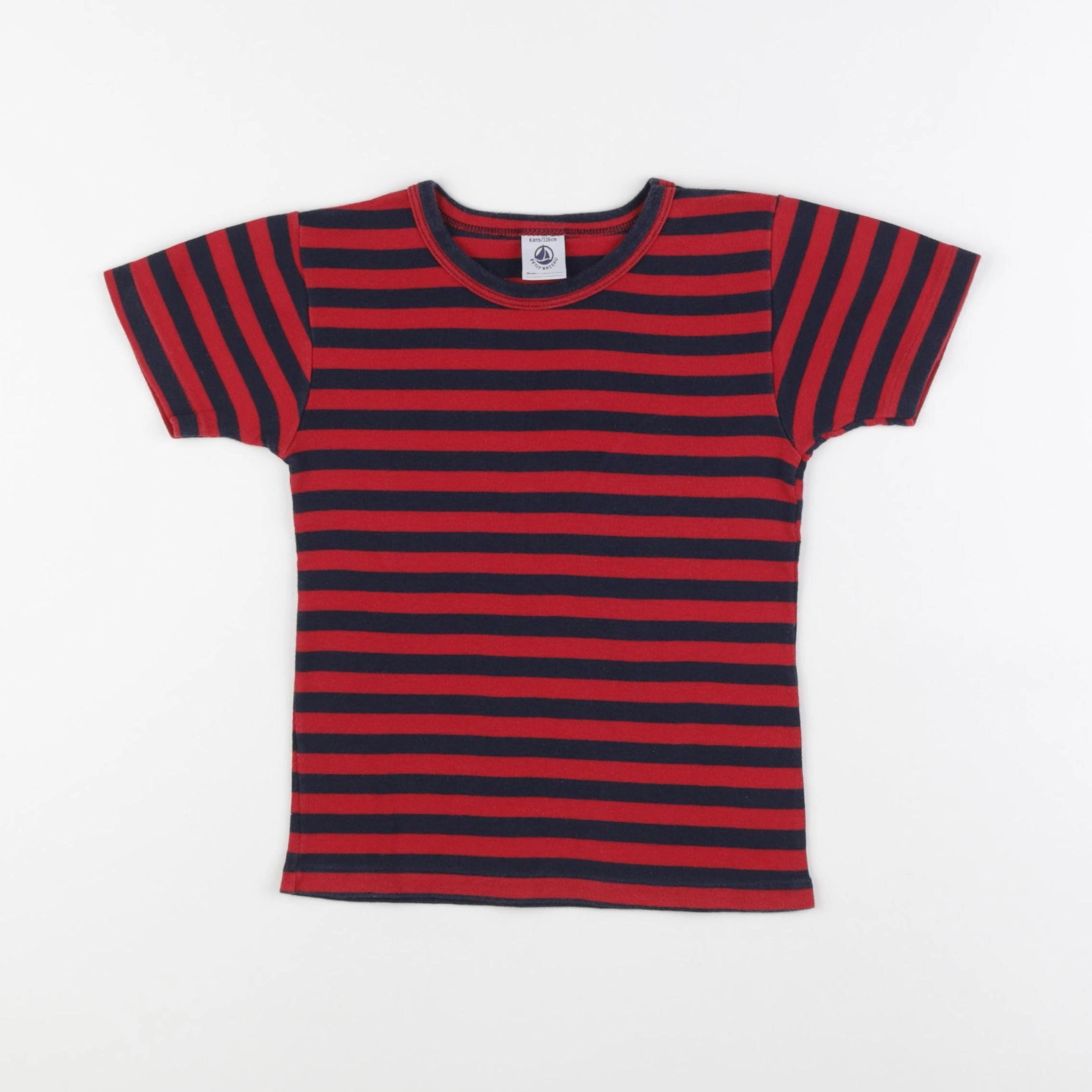 Petit Bateau - maillot de corps bleu, rouge - 6 ans