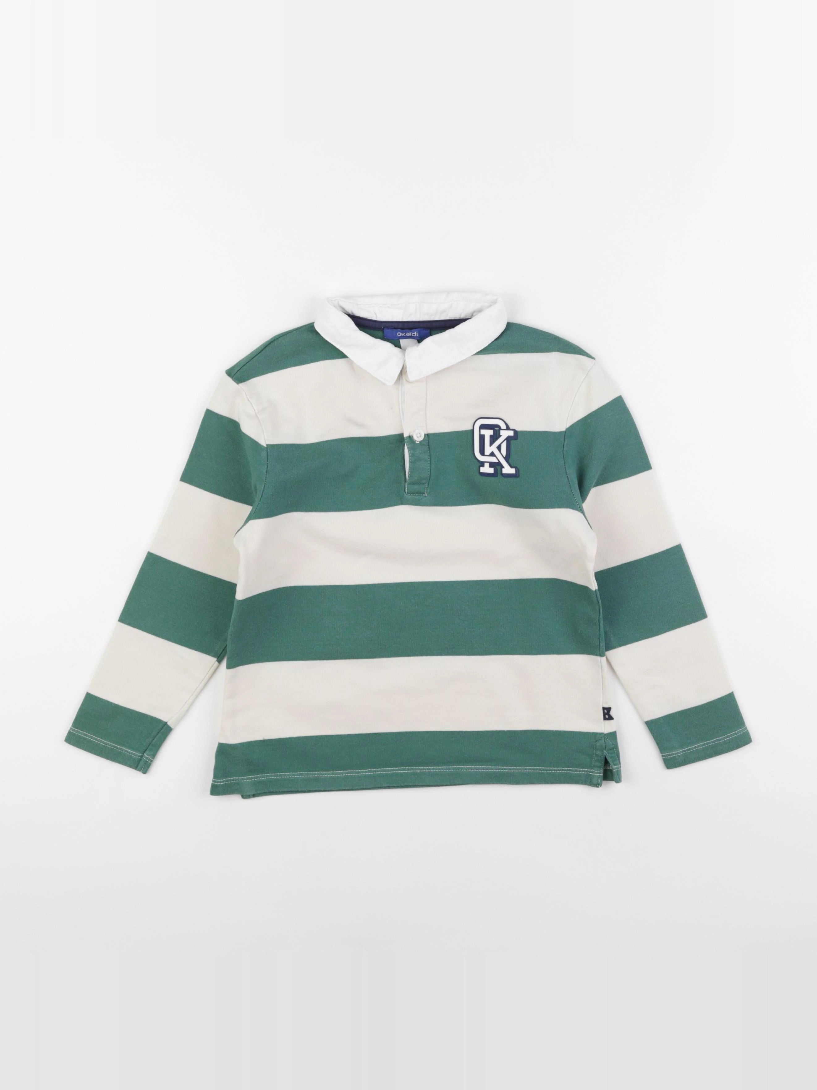 Okaidi - polo blanc, vert - 6 ans
