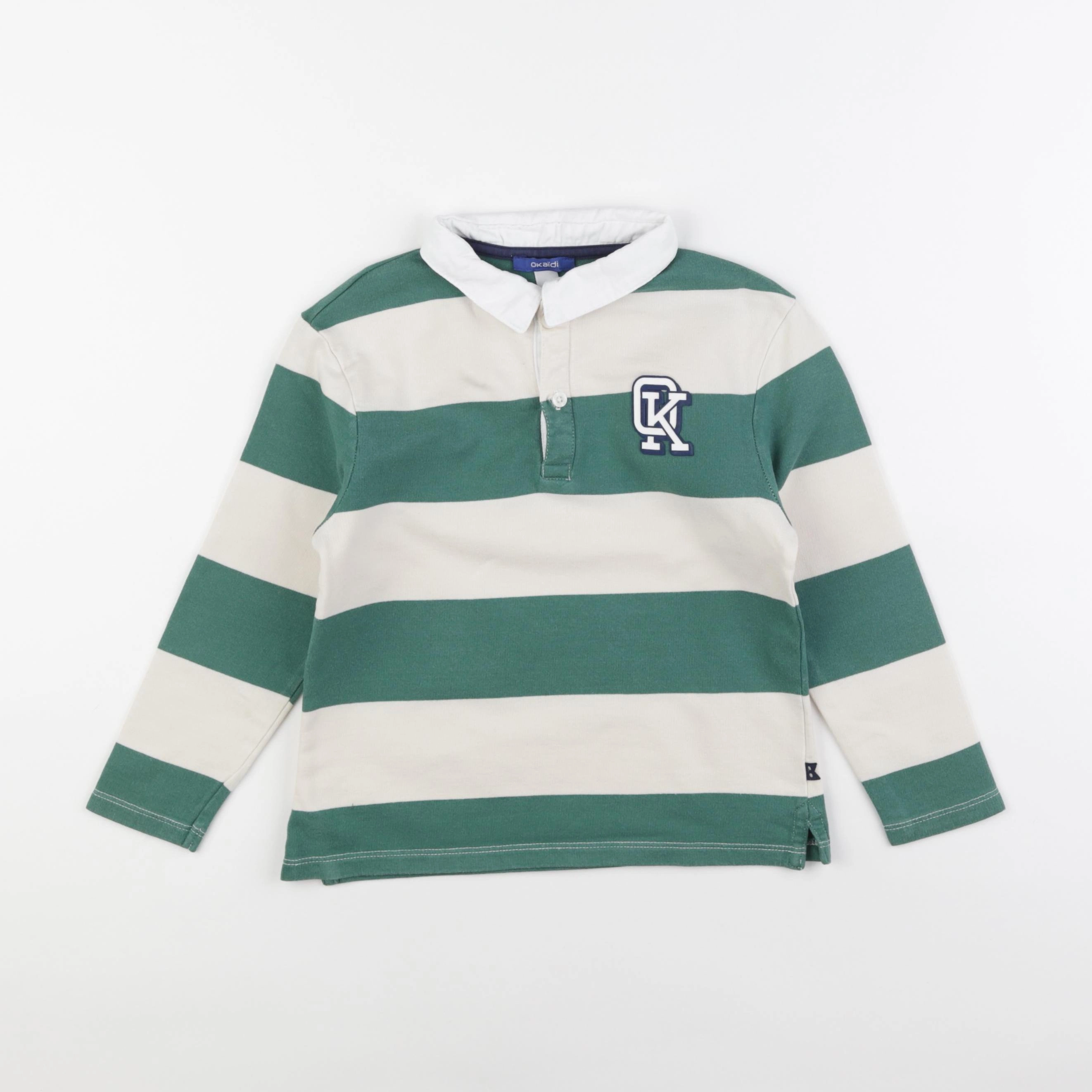 Okaidi - polo blanc, vert - 6 ans