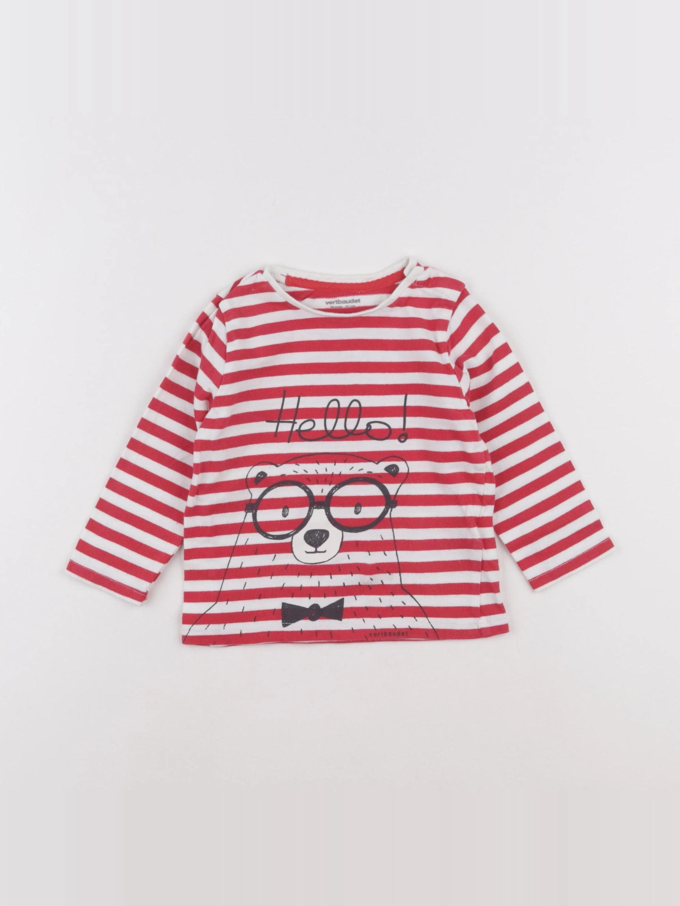Vertbaudet - tee-shirt blanc, rouge - 18 mois