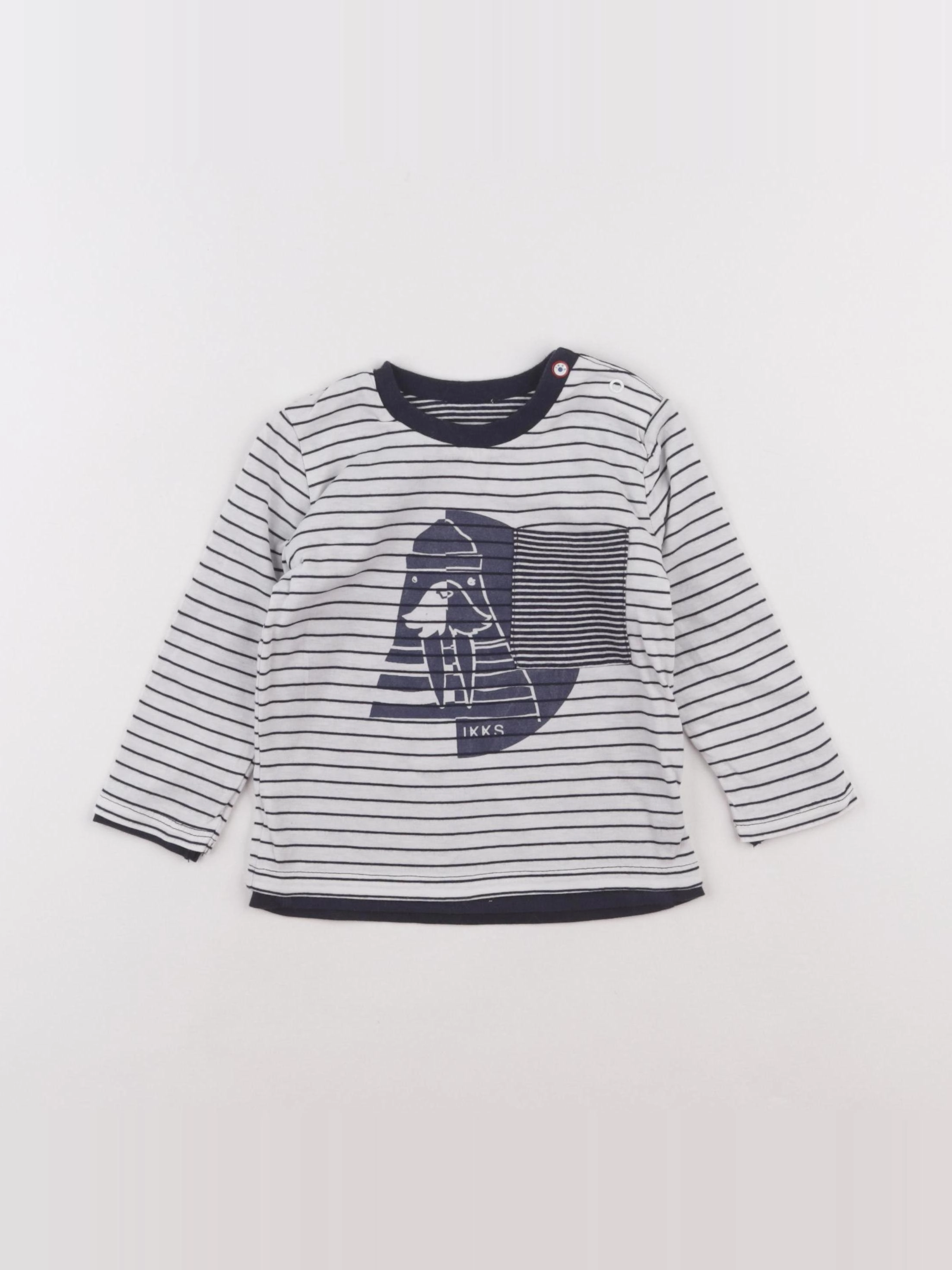 IKKS - tee-shirt blanc, bleu - 12 mois