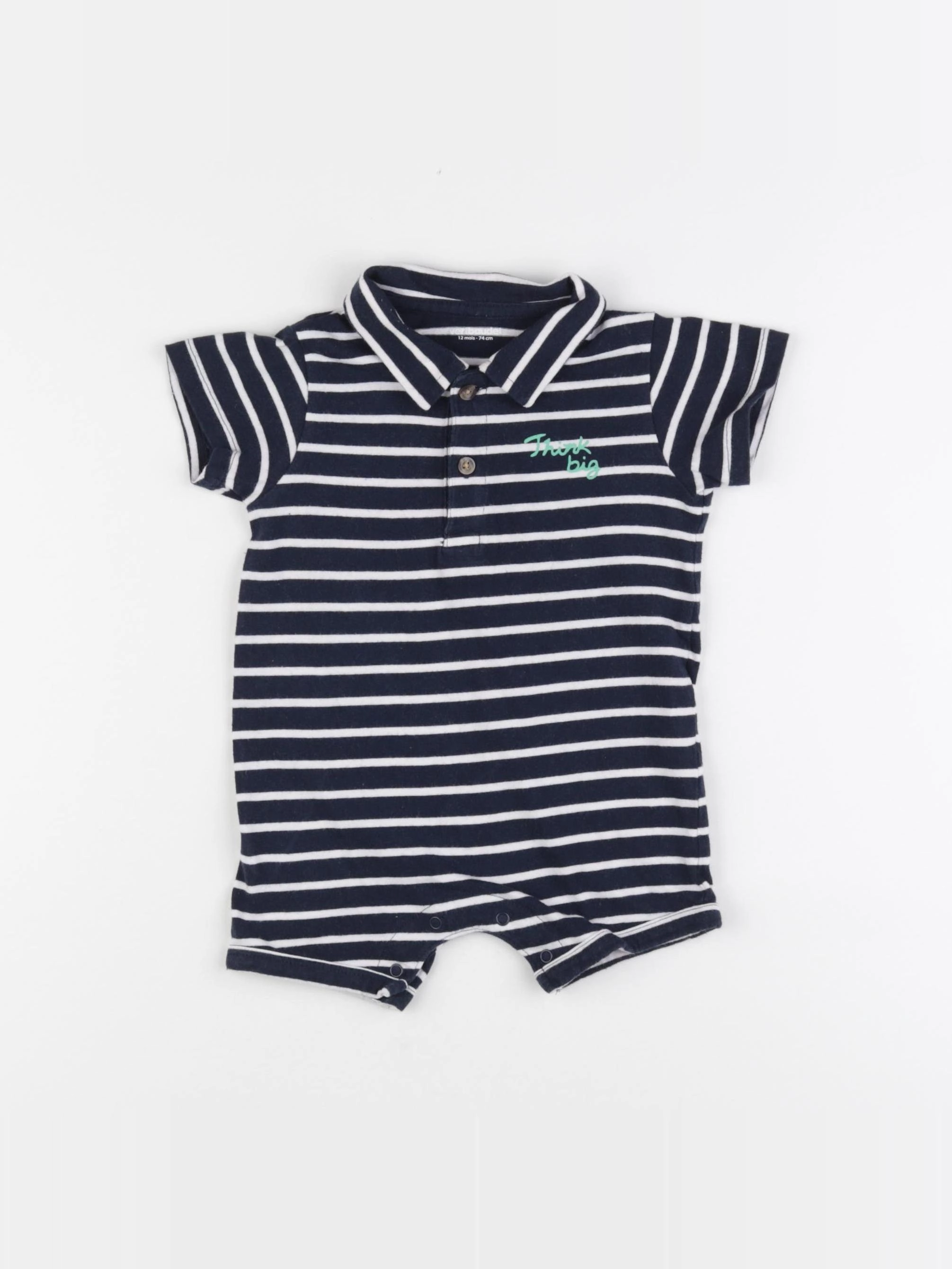 Vertbaudet - combinaison bleu, blanc - 12 mois