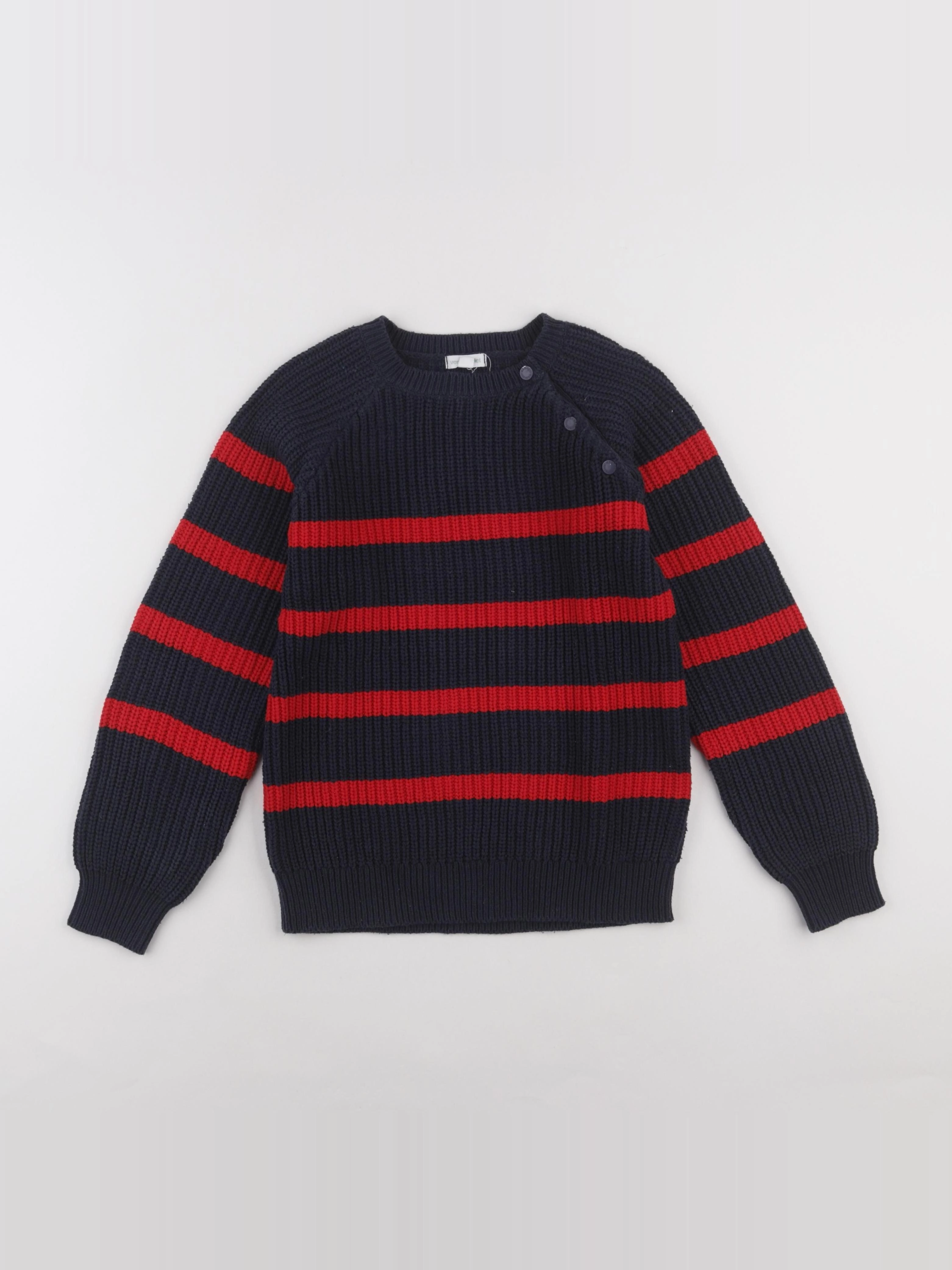 Vertbaudet - pull bleu, rouge - 10 ans