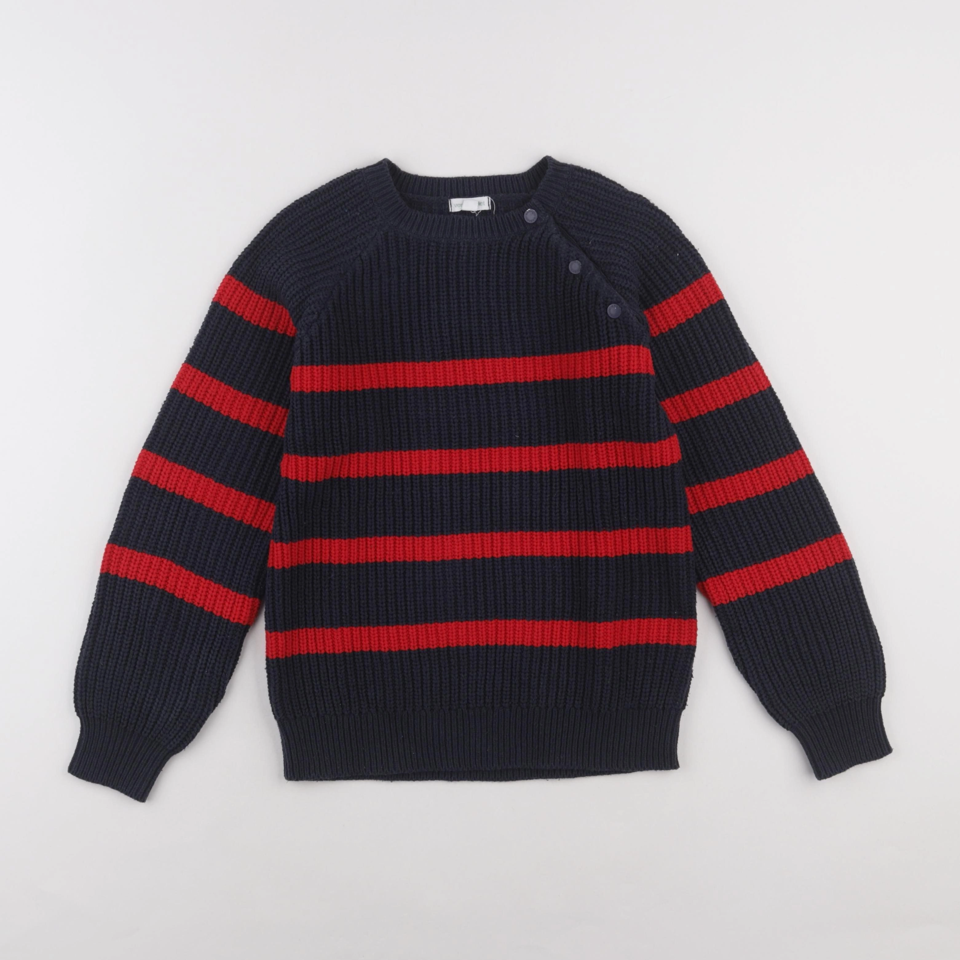 Vertbaudet - pull bleu, rouge - 10 ans