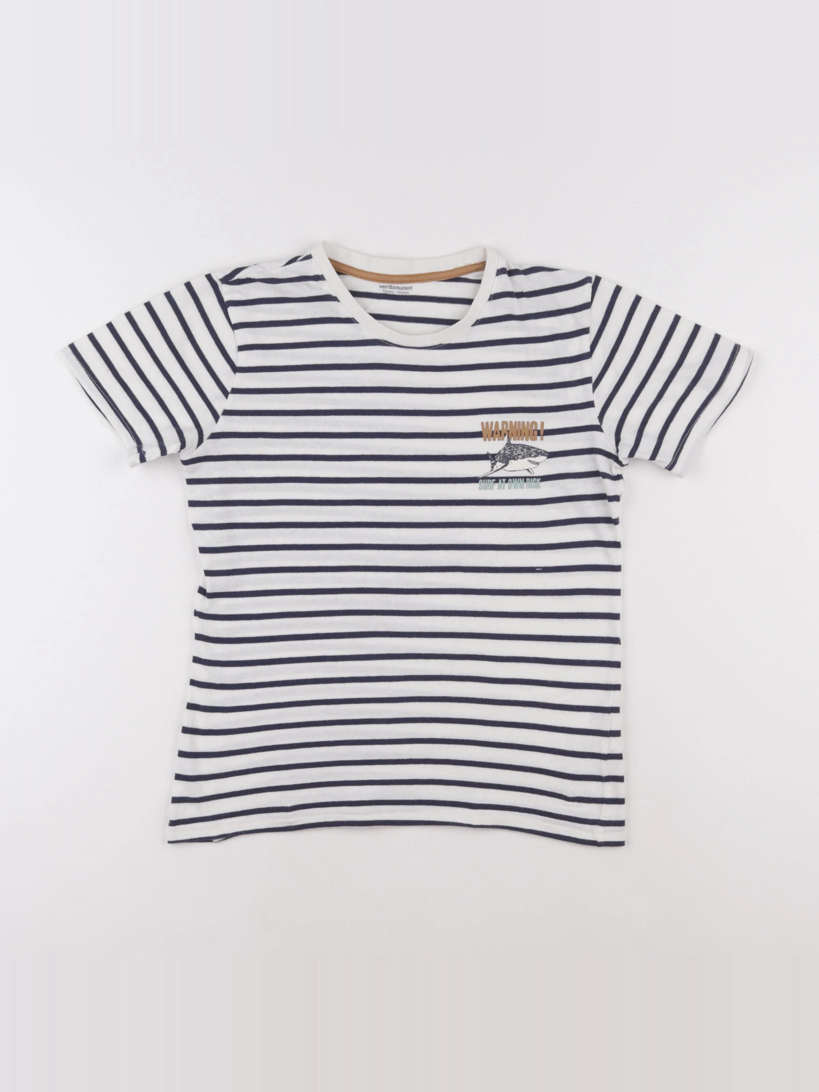 Vertbaudet - tee-shirt bleu, blanc - 12 ans